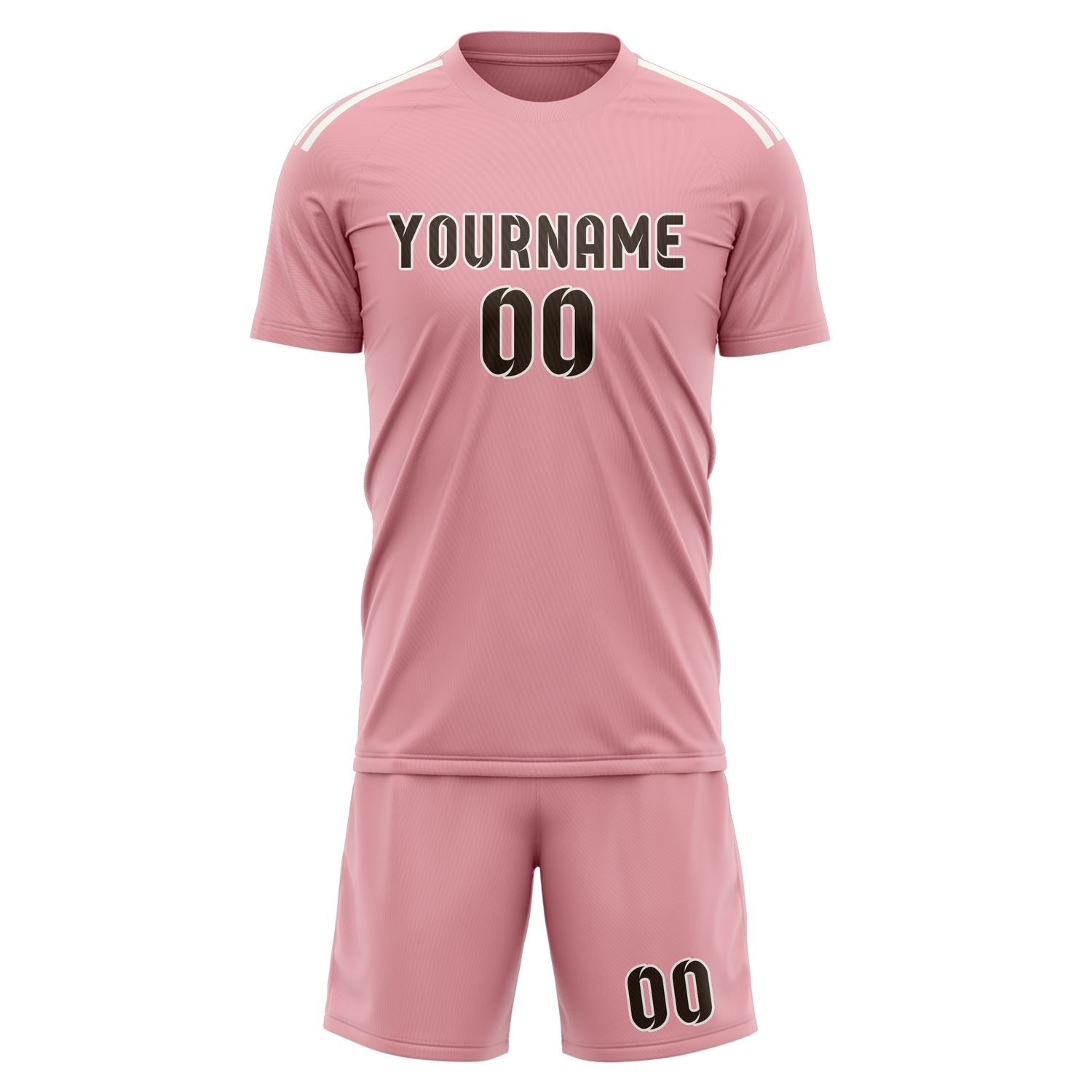 Custom Light Pink Brown Soccer Set
