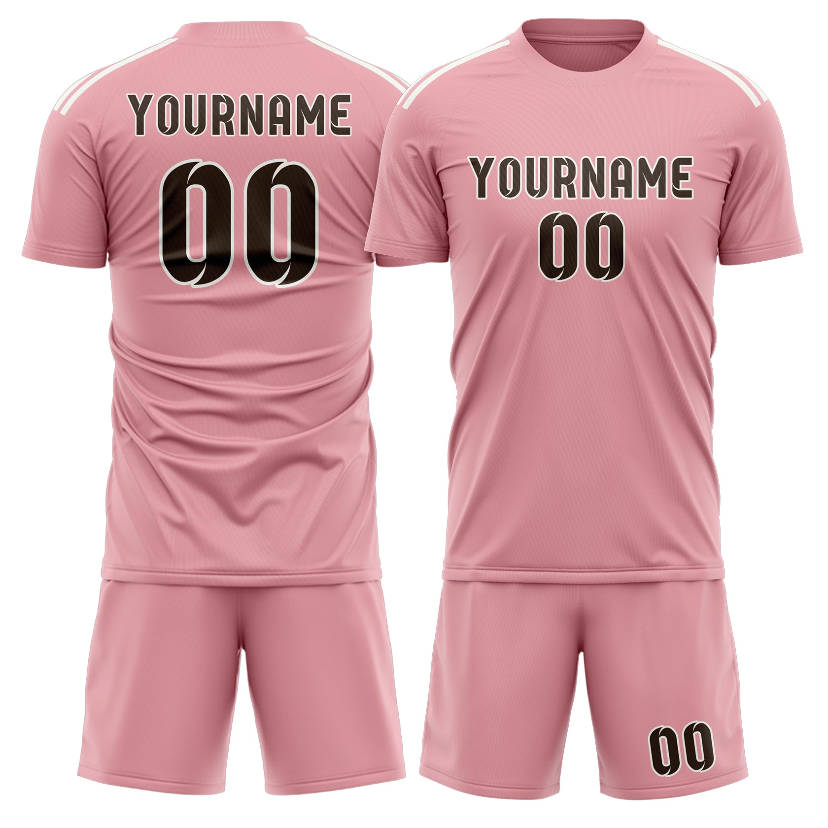 Custom Light Pink Brown Soccer Set