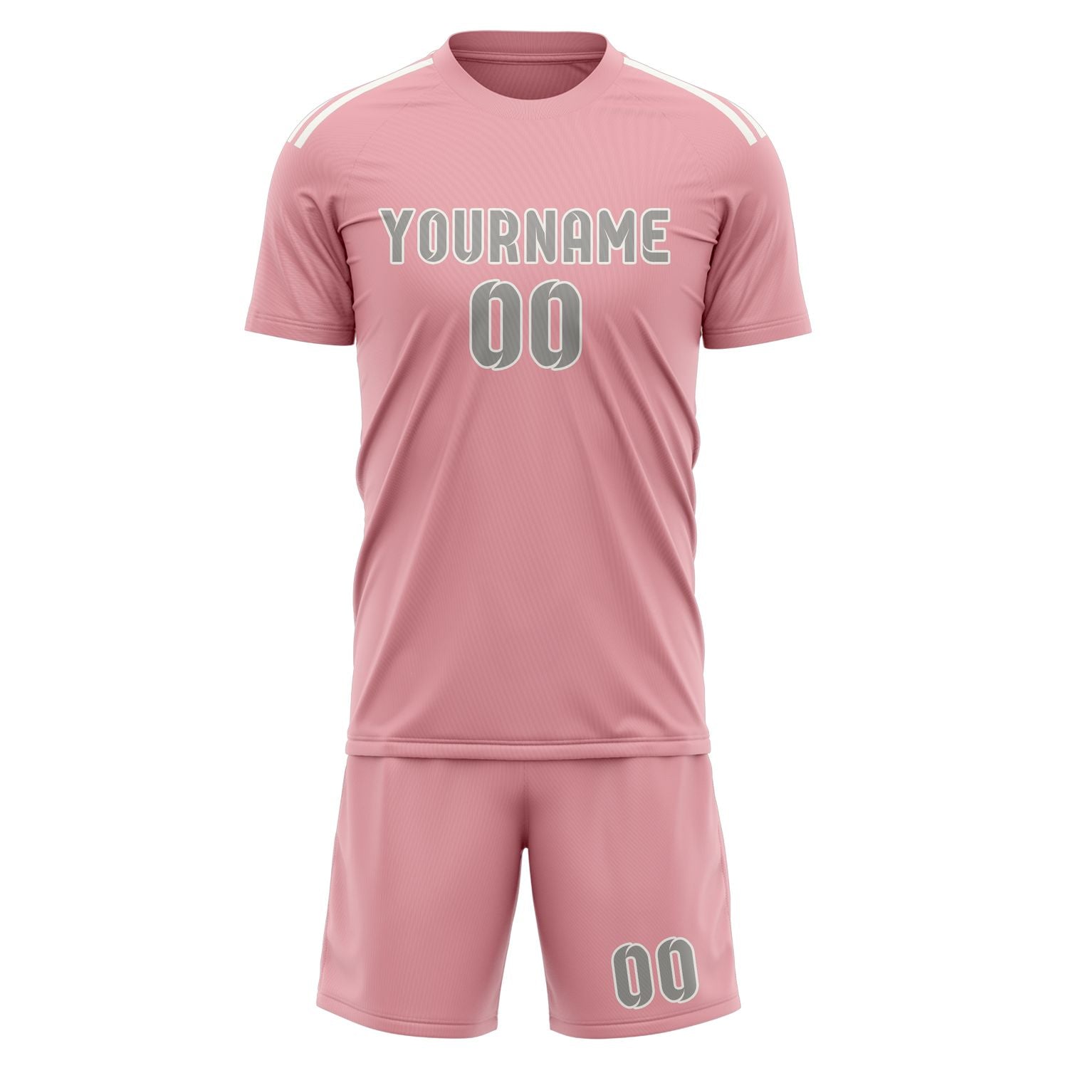 Custom Light Pink Gray Soccer Set