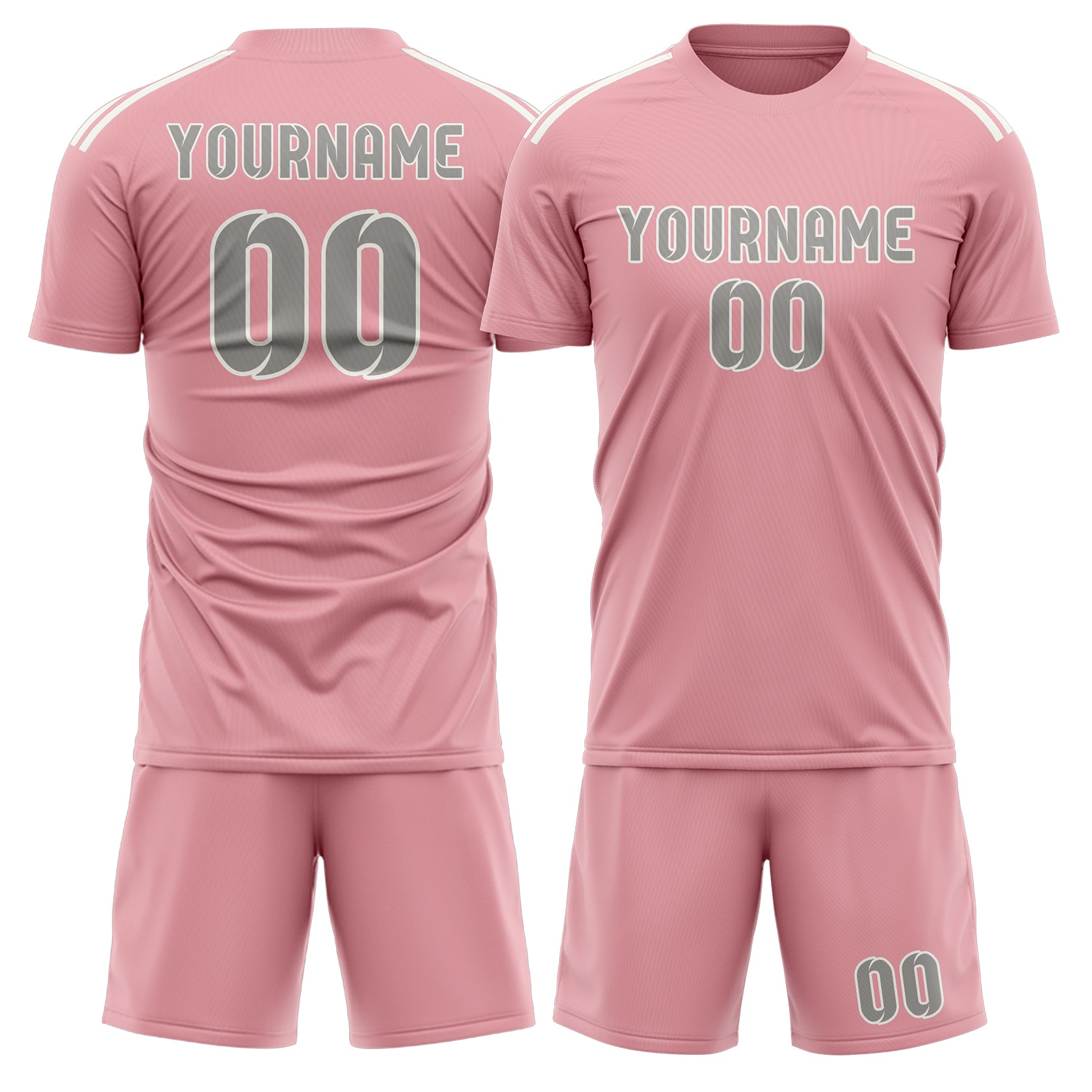 Custom Light Pink Gray Soccer Set