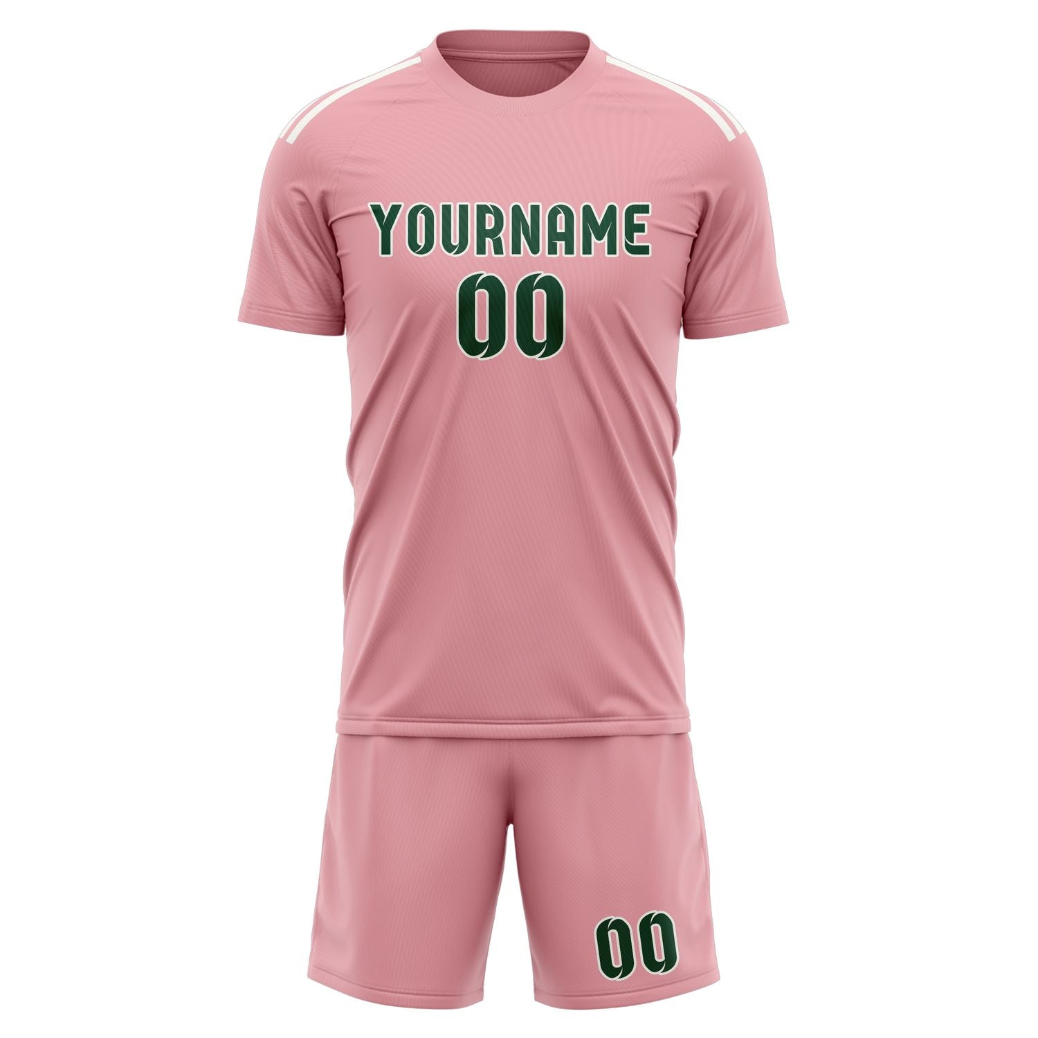 Custom Light Pink Green Soccer Set