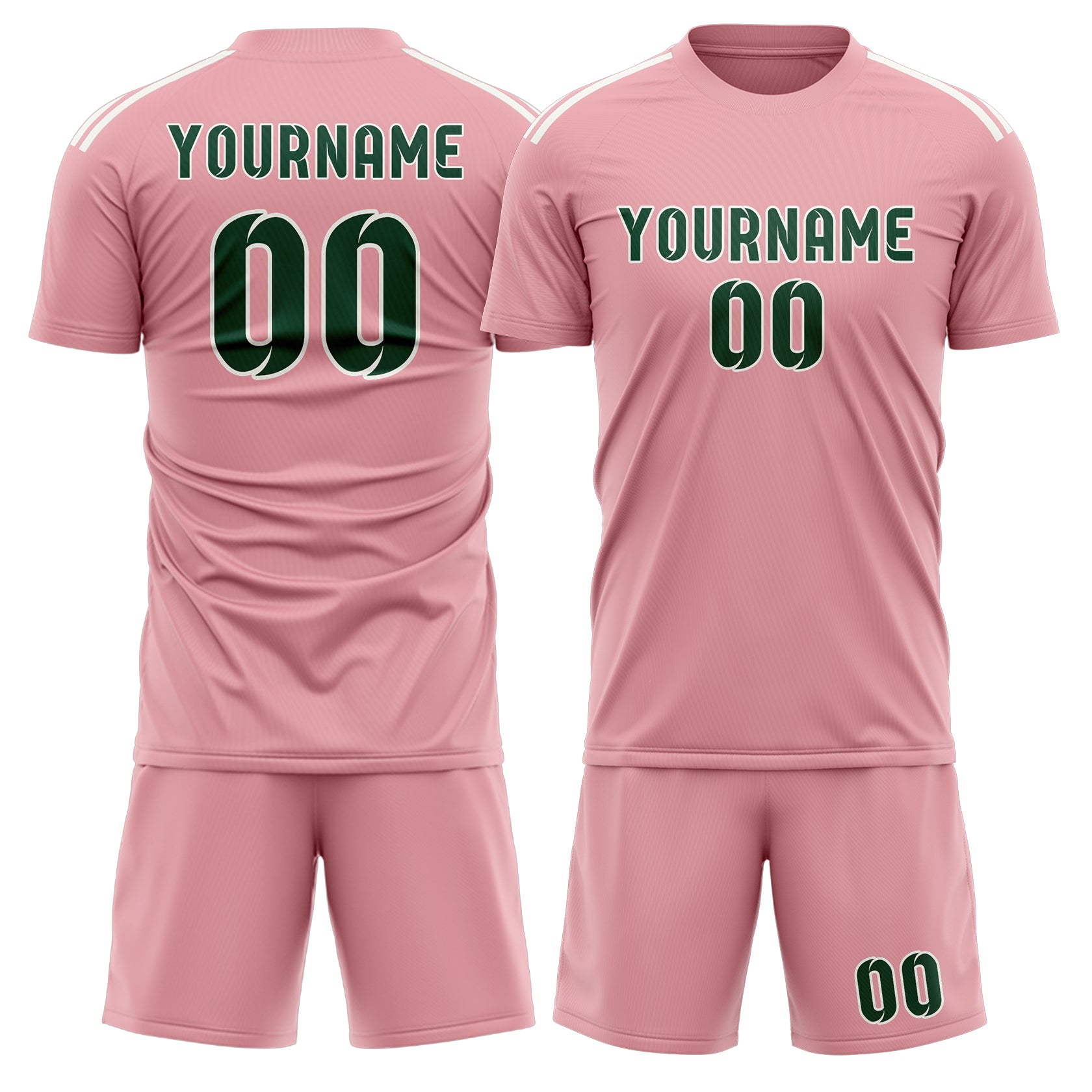 Custom Light Pink Green Soccer Set