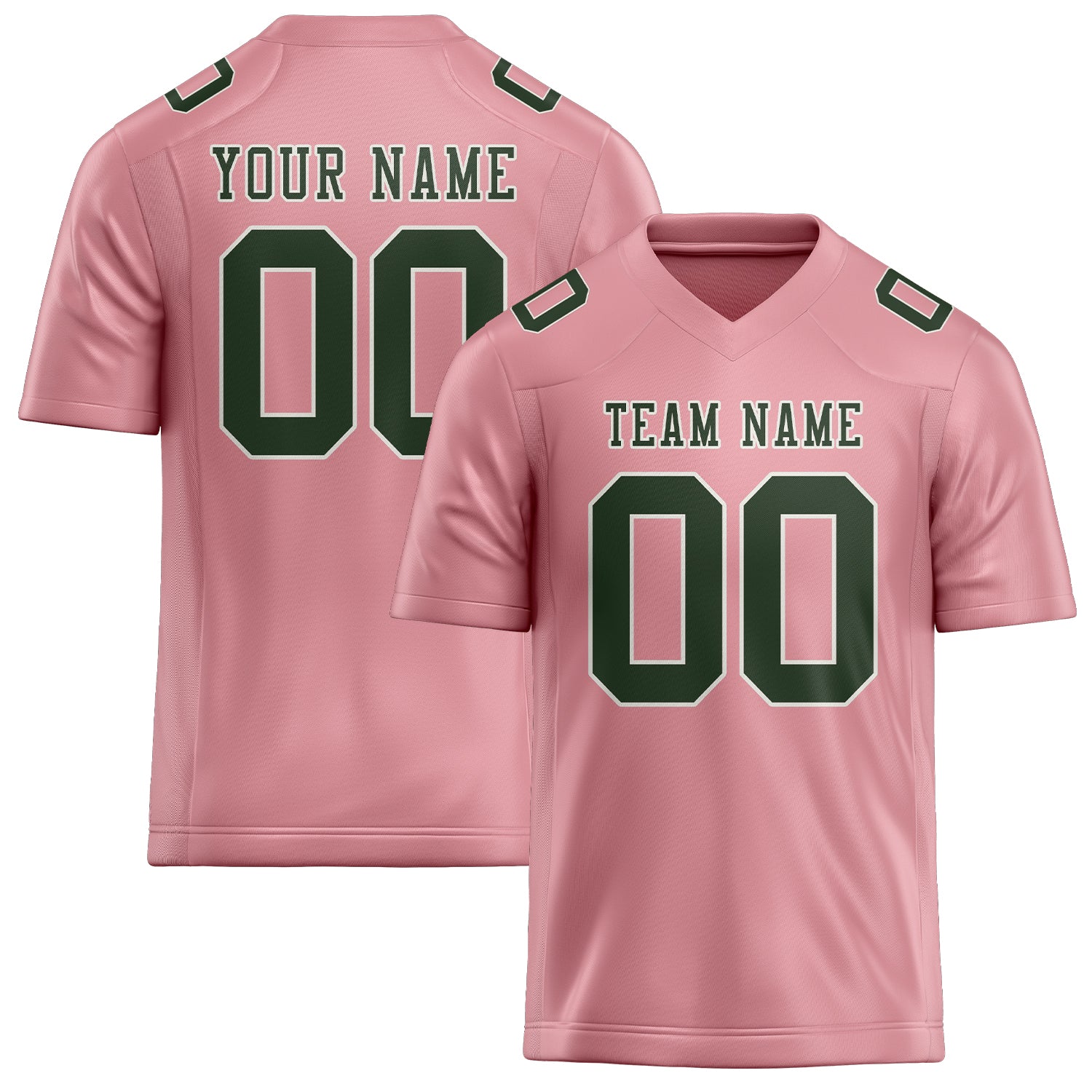 Custom Light Pink Dark Green Football Jersey