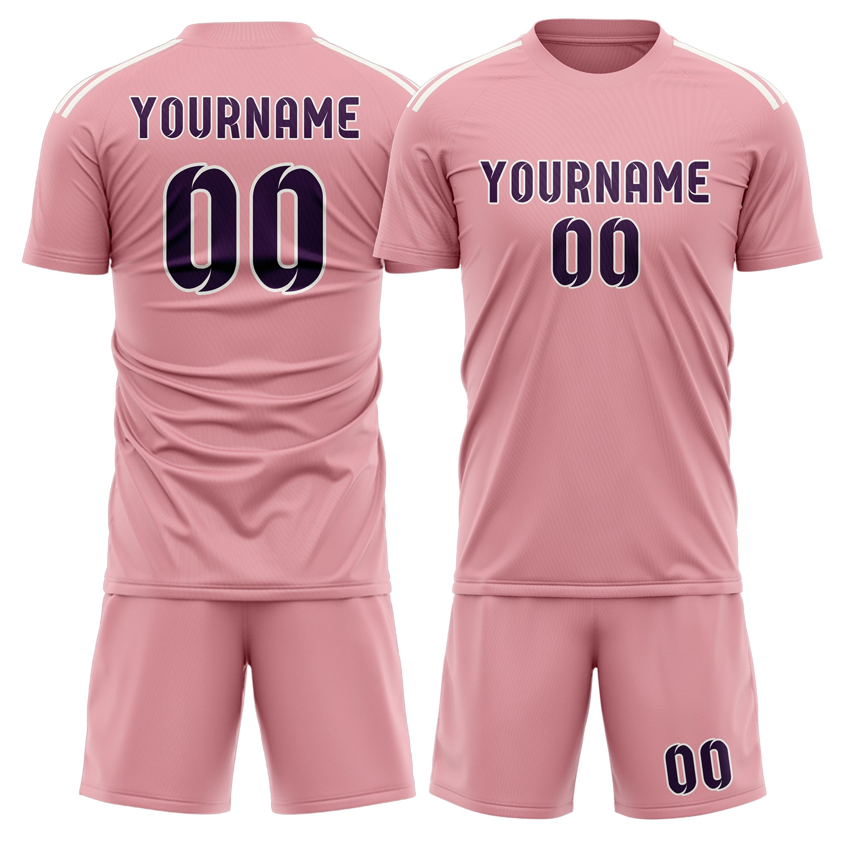 Custom Light Pink Purple Soccer Set