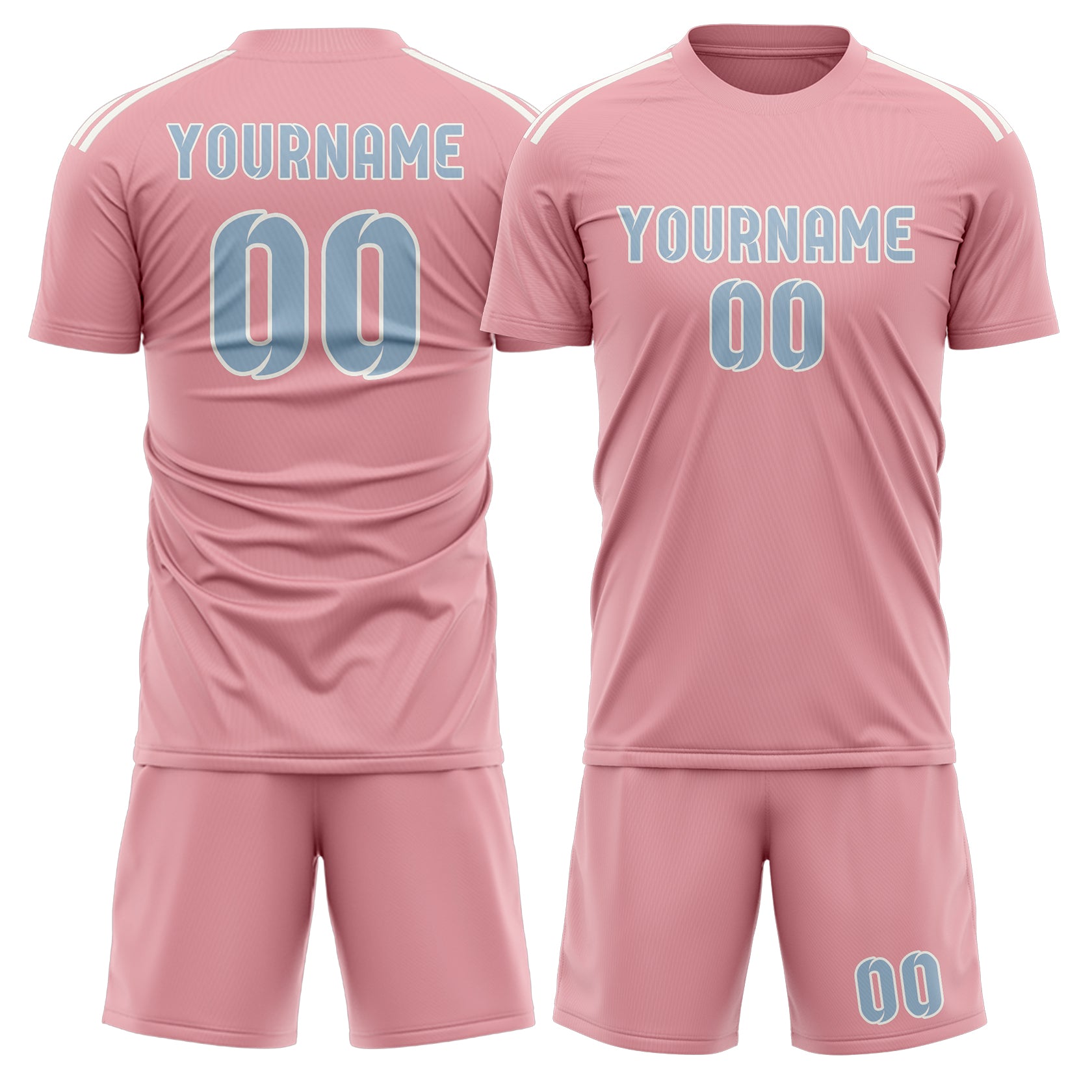 Custom Light Pink Light Blue Soccer Set