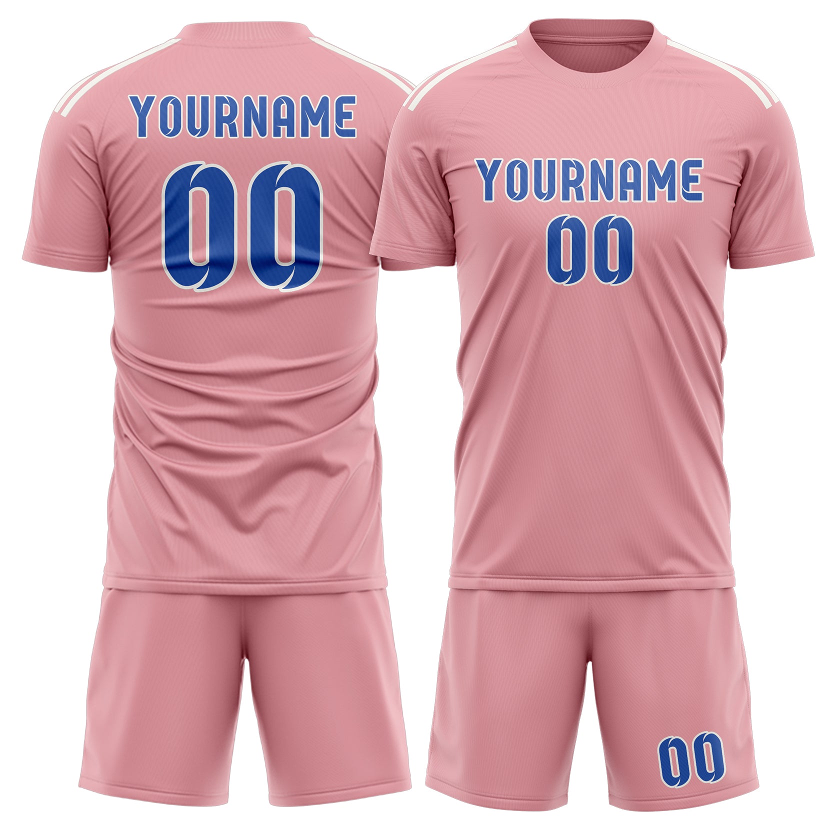 Custom Light Pink Sky Blue Soccer Set
