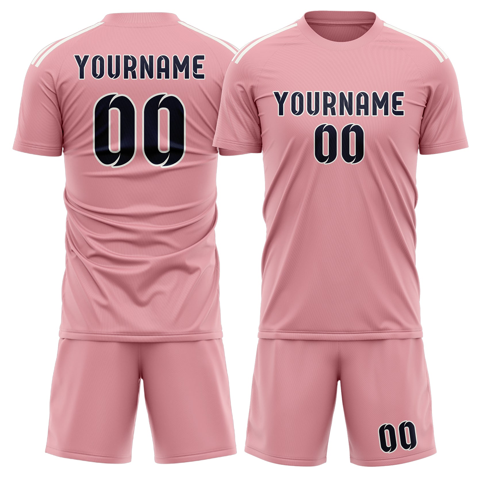 Custom Light Pink Navy Soccer Set