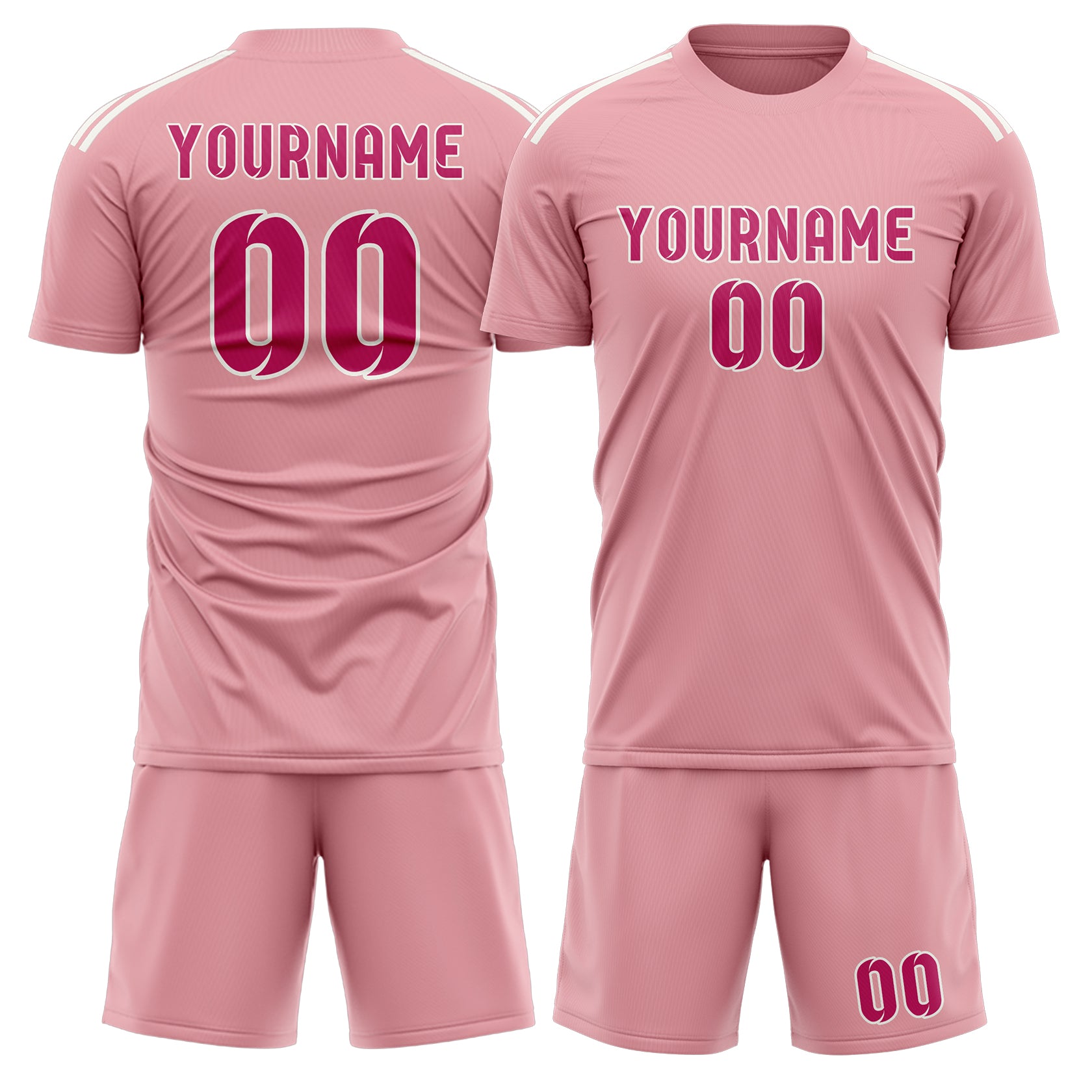 Custom Light Pink Pink Soccer Set