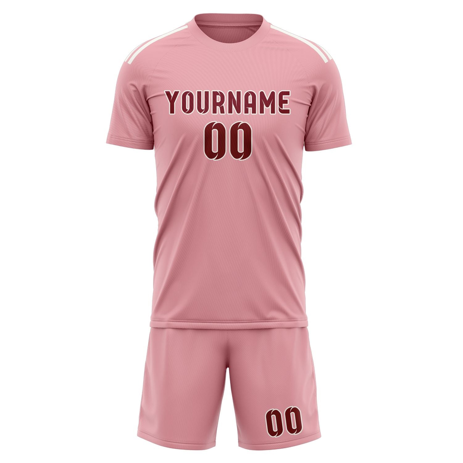 Custom Light Pink Crimson Red Soccer Set