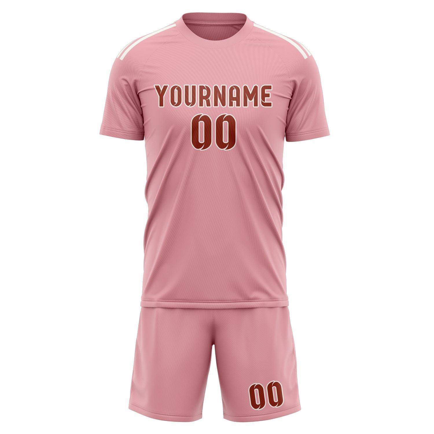 Custom Light Pink Coral Red Soccer Set