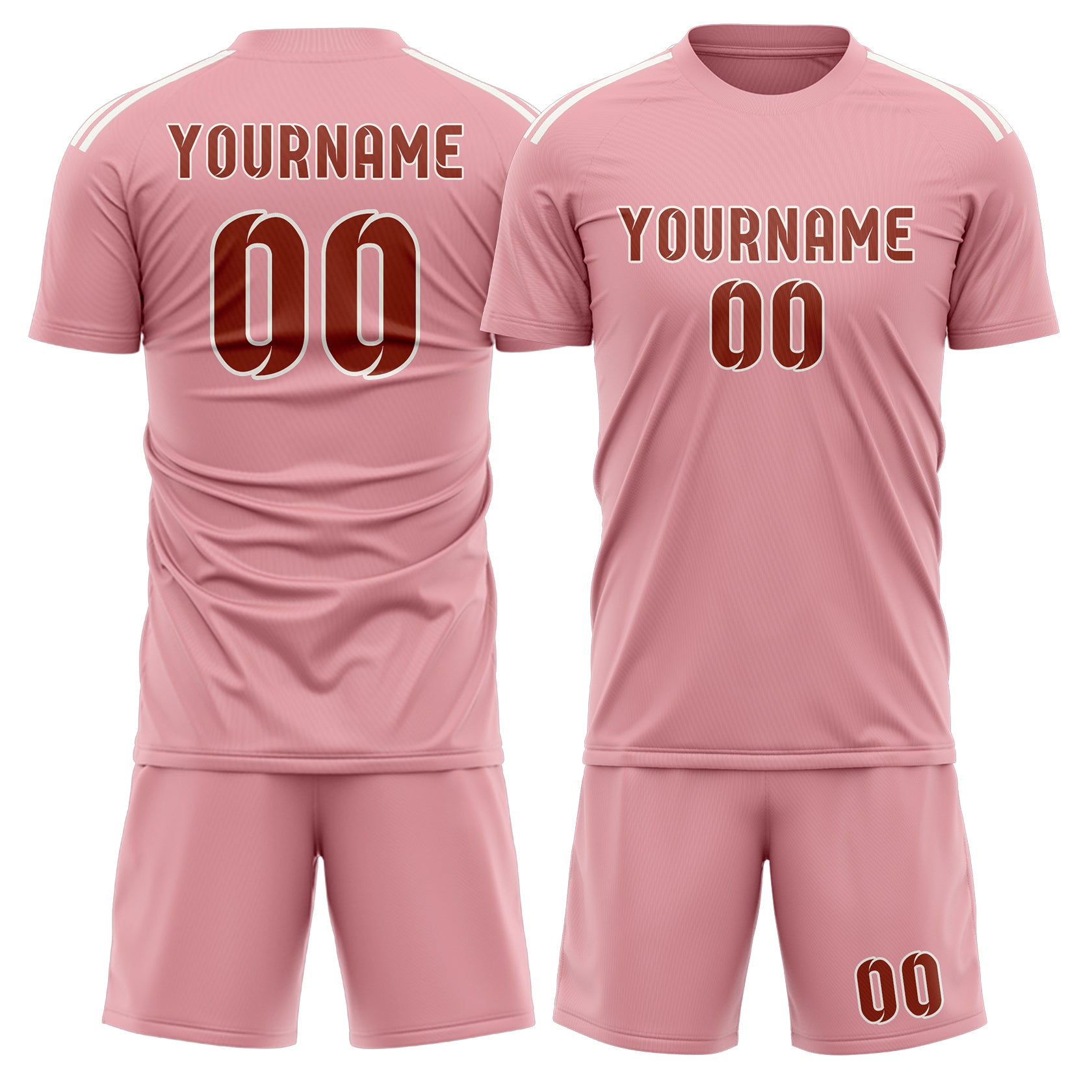 Custom Light Pink Coral Red Soccer Set