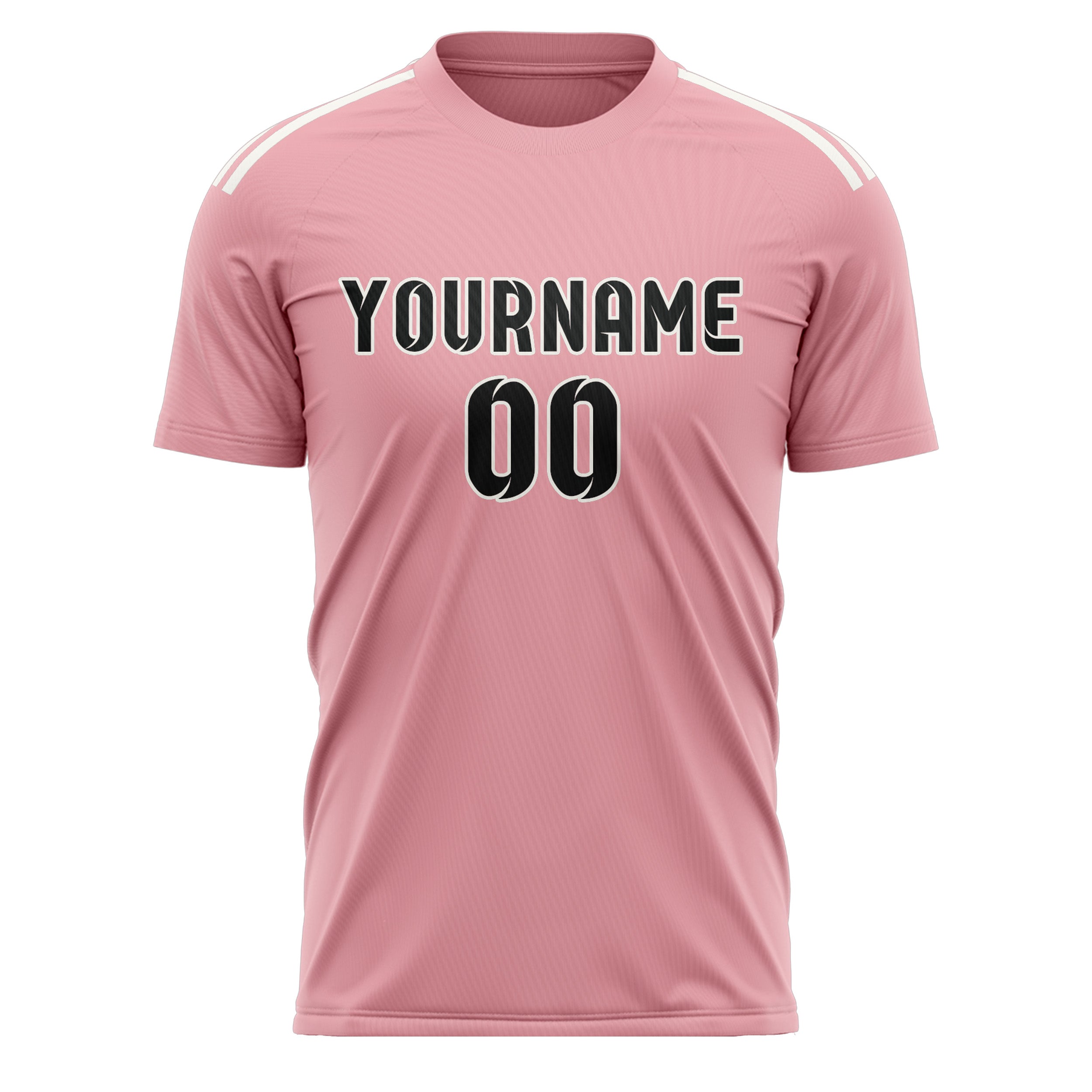 Custom Light Pink Black Soccer Jersey