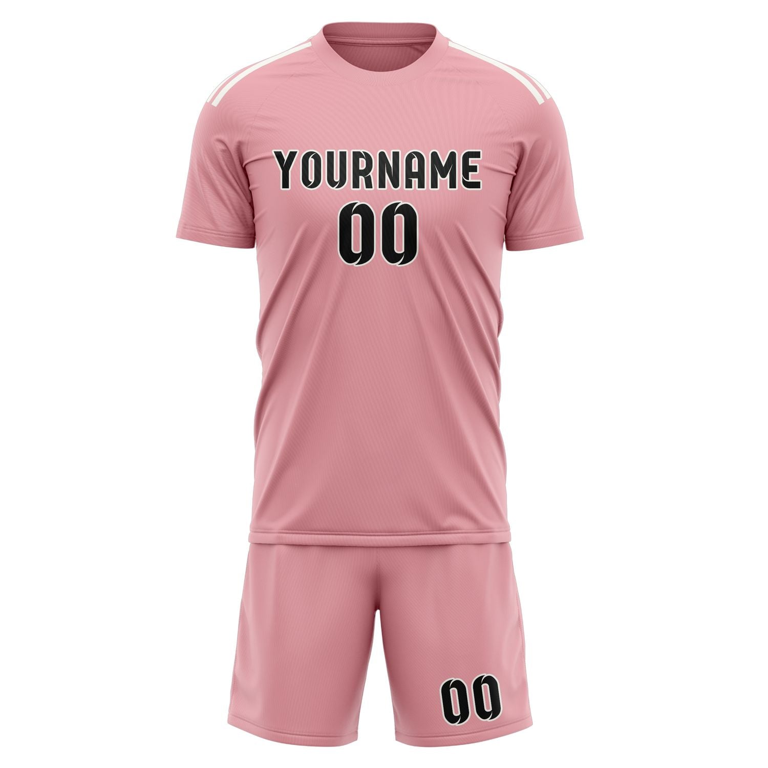 Custom Light Pink Black Soccer Set