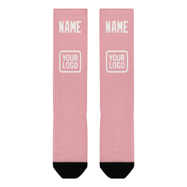 Custom Light Pink White Knee-High Sock