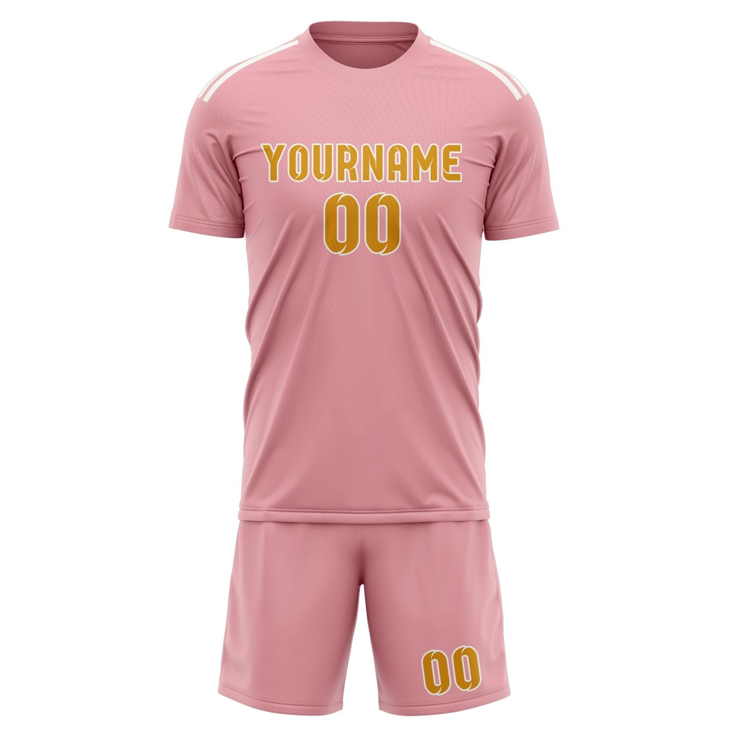 Custom Light Pink Yellow Soccer Set