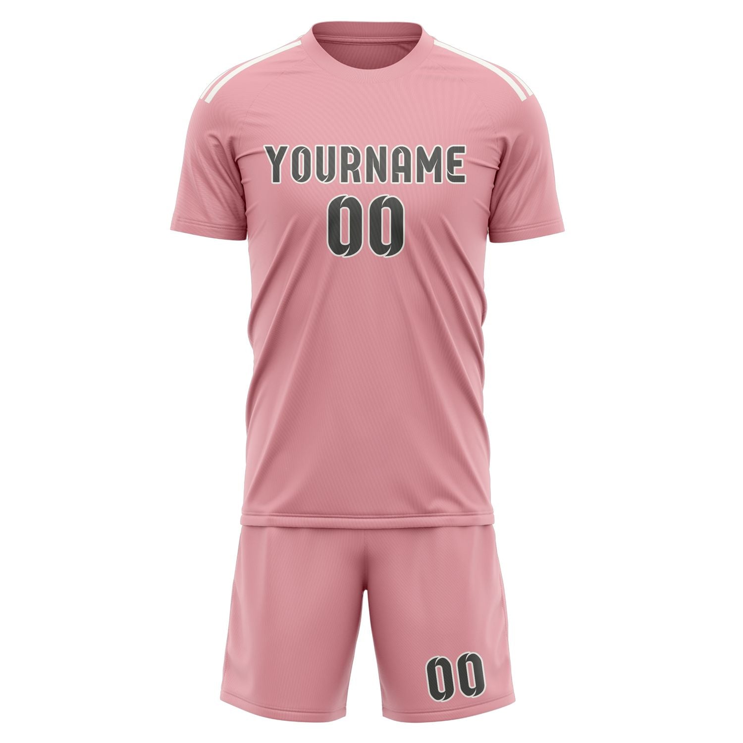 Custom Light Pink Dark Grey Soccer Set