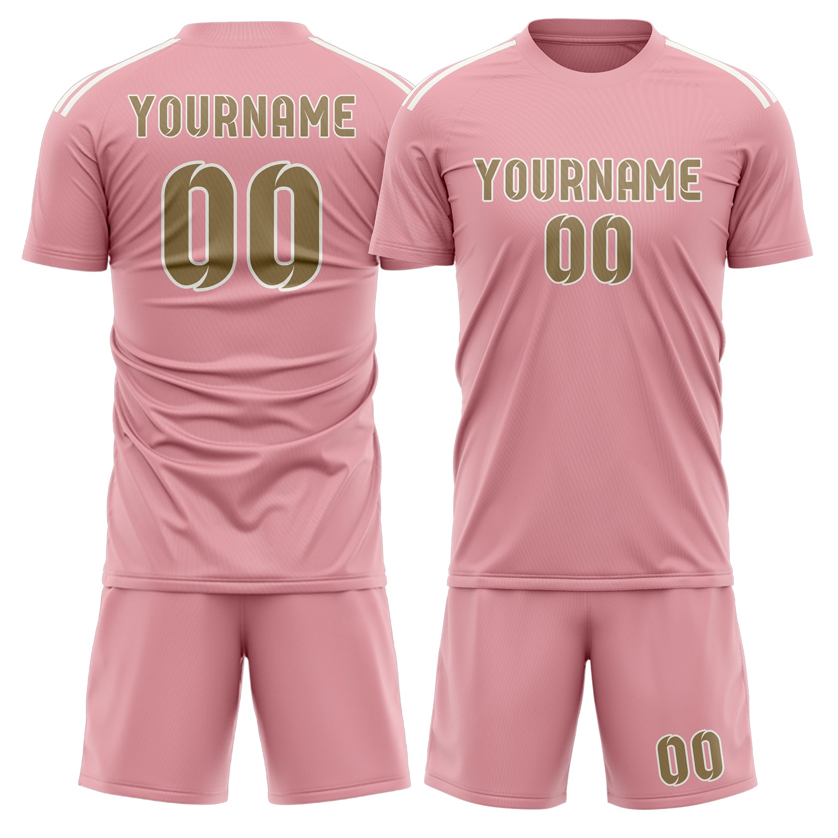 Custom Light Pink Light Khaki Soccer Set