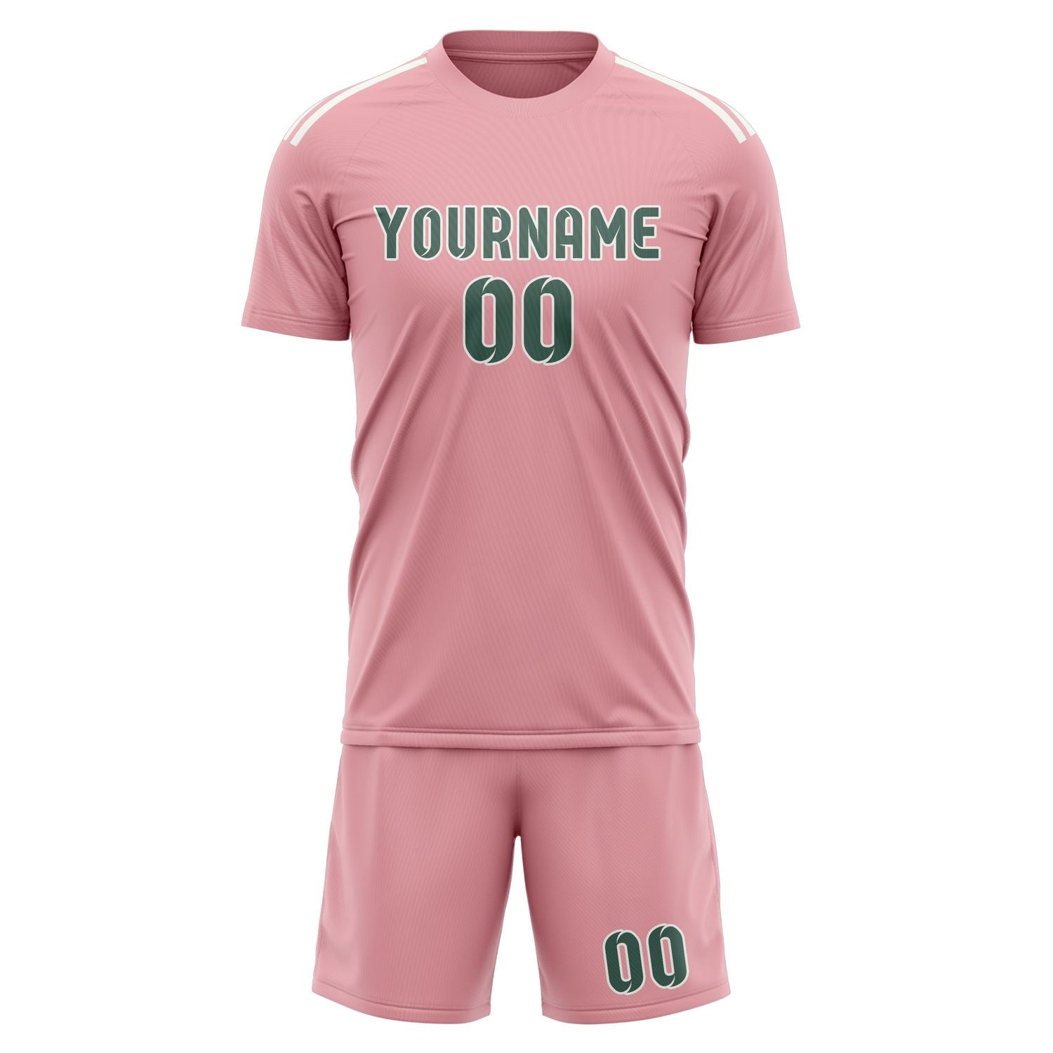 Custom Light Pink Blue Green Soccer Set