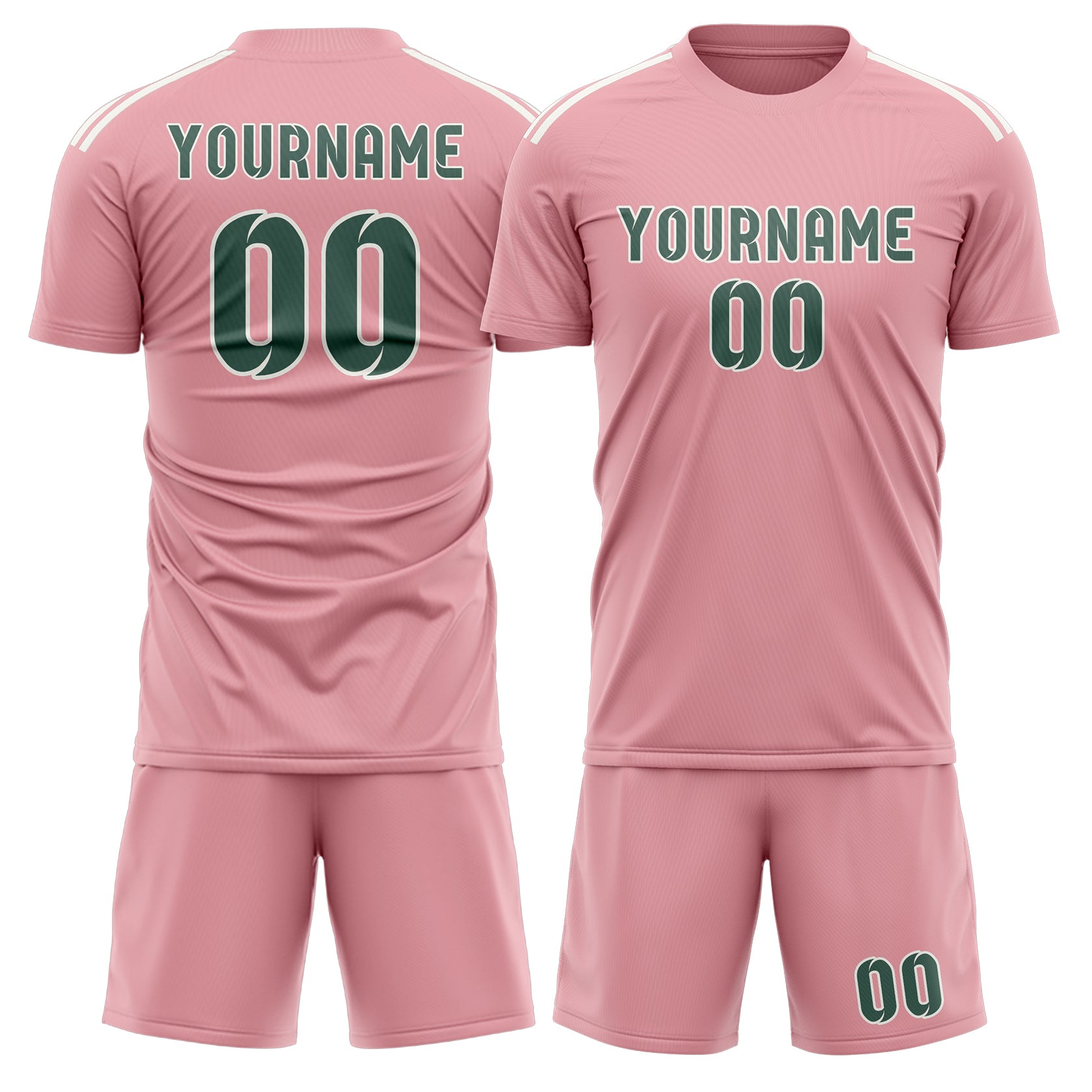 Custom Light Pink Blue Green Soccer Set