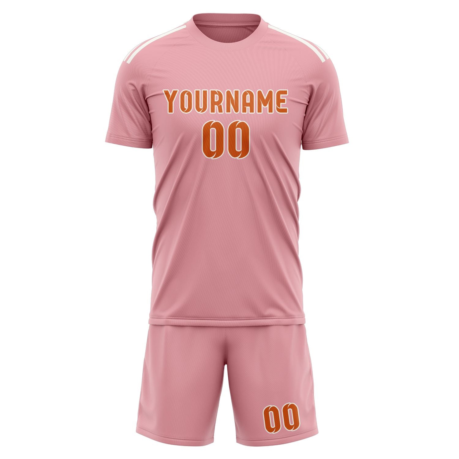 Custom Light Pink Orange Soccer Set