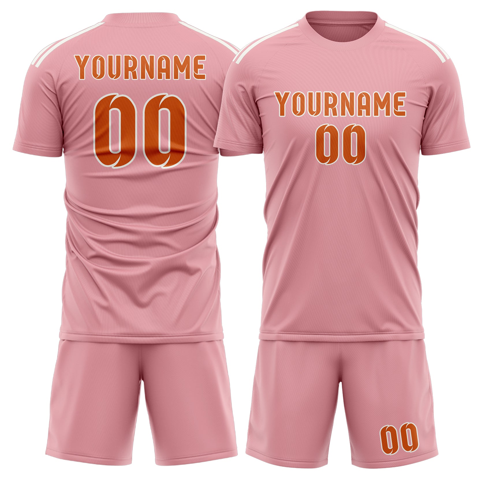 Custom Light Pink Orange Soccer Set