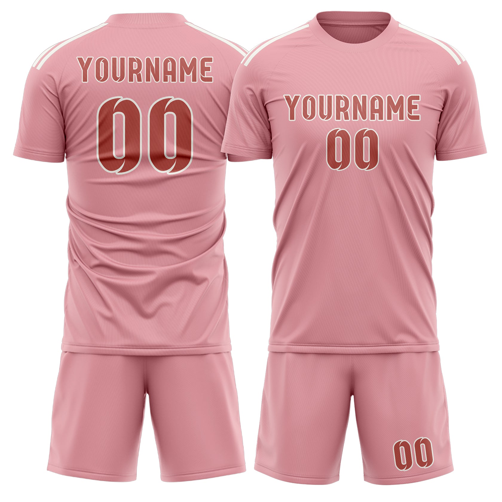 Custom Light Pink Copper Rose Soccer Set