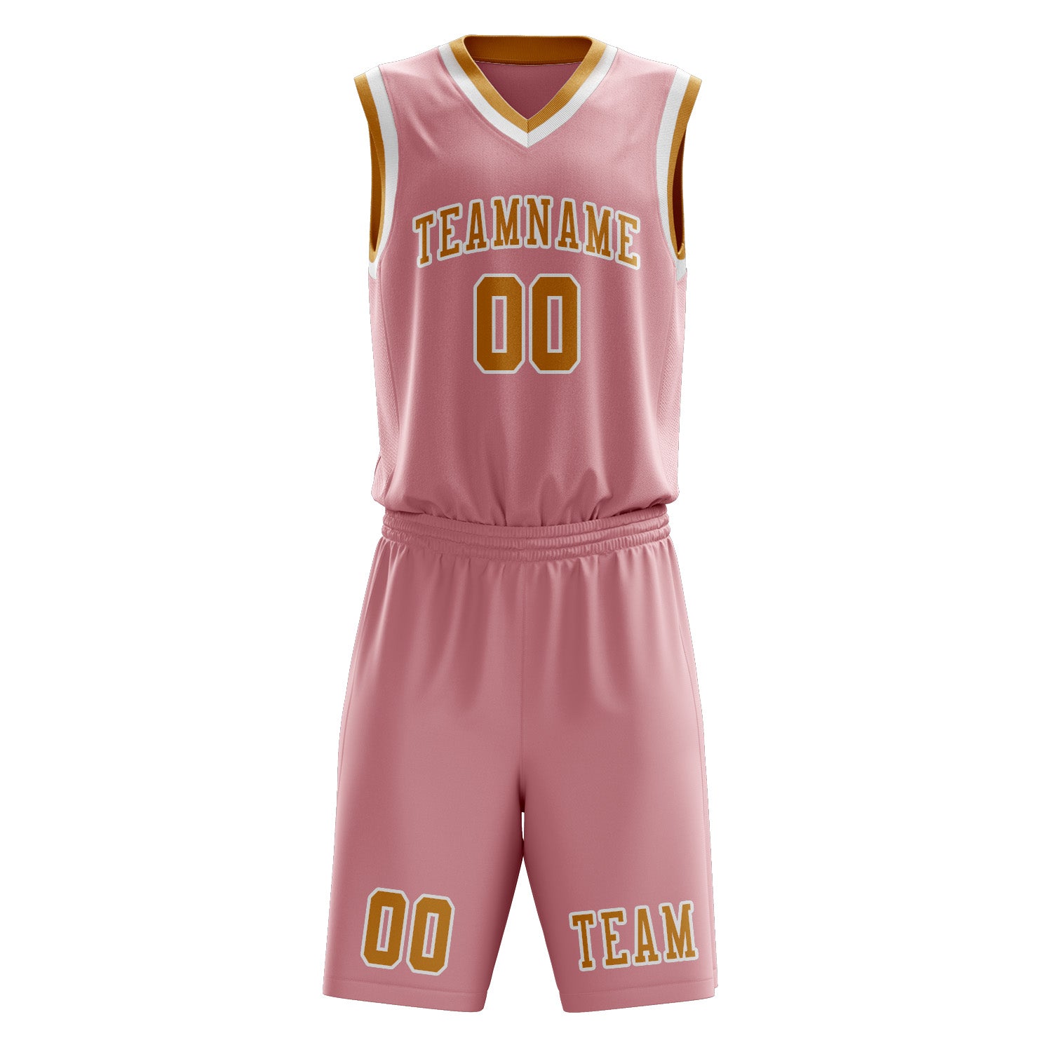 Custom Light Pink Yellow Basketball Set