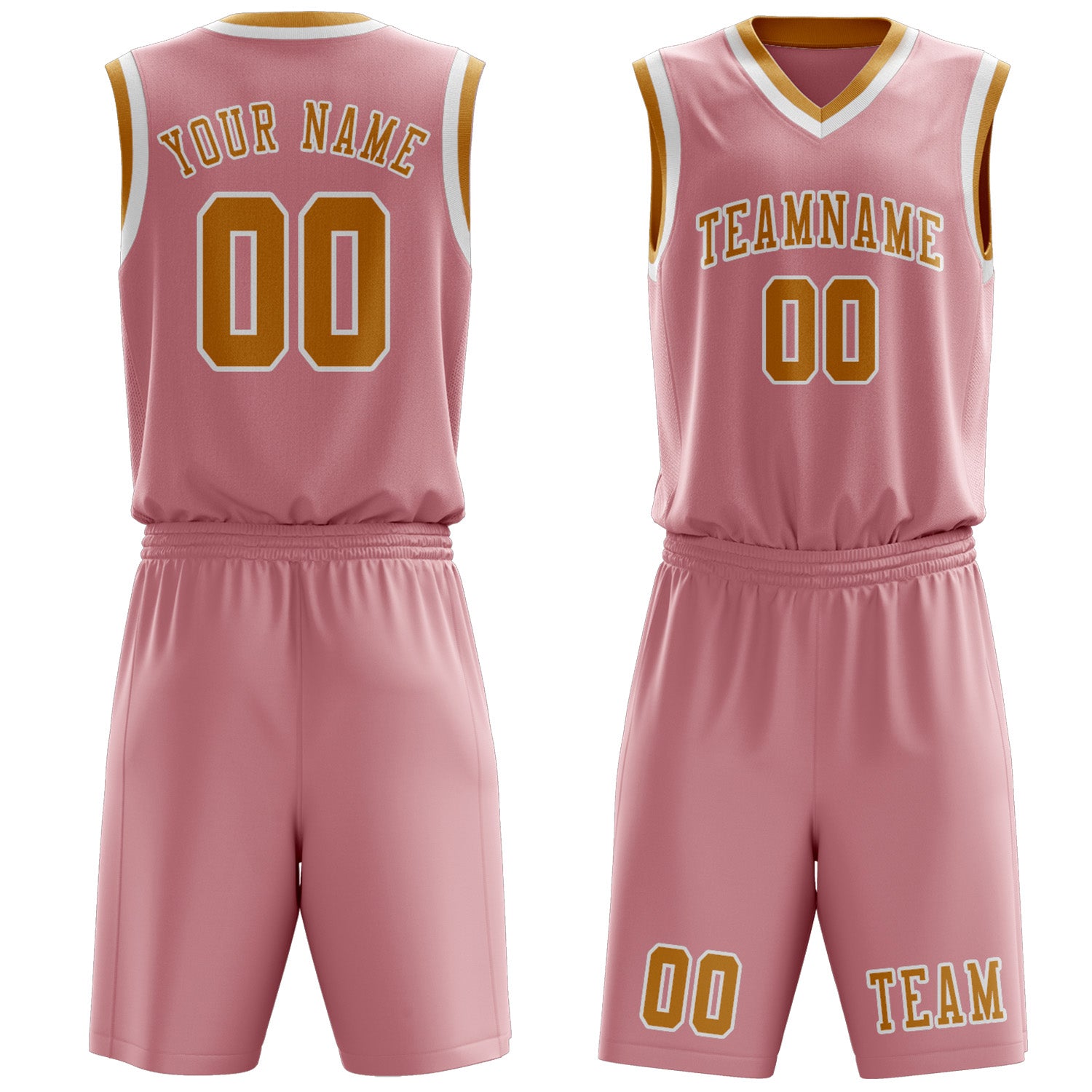 Custom Light Pink Yellow Basketball Set