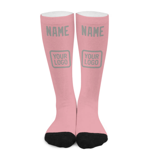 Custom Light Pink Gray Knee-High Sock