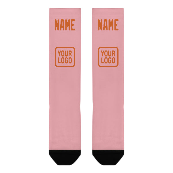 Custom Light Pink Orange Knee-High Sock