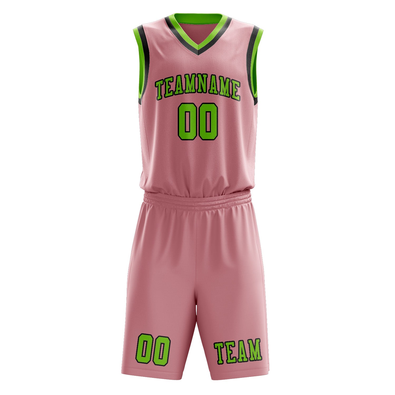 Custom Light Pink Emerald Green Basketball Set