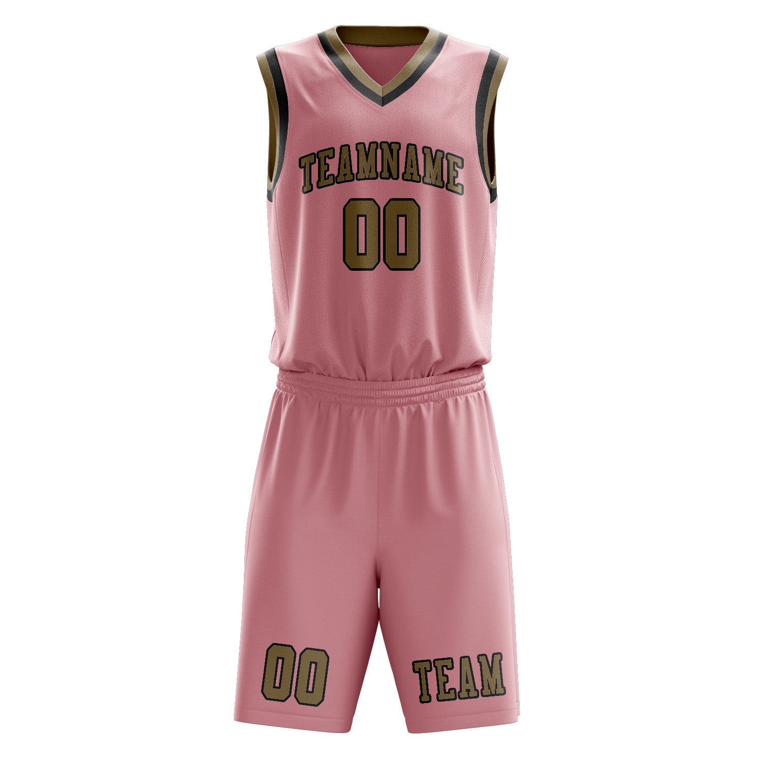 Custom Light Pink Light Khaki Basketball Set