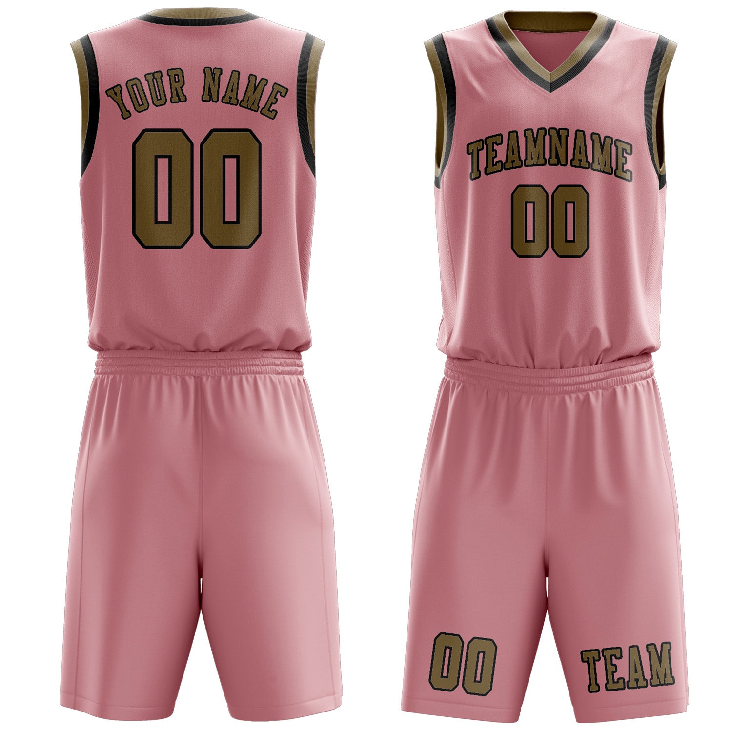 Custom Light Pink Light Khaki Basketball Set