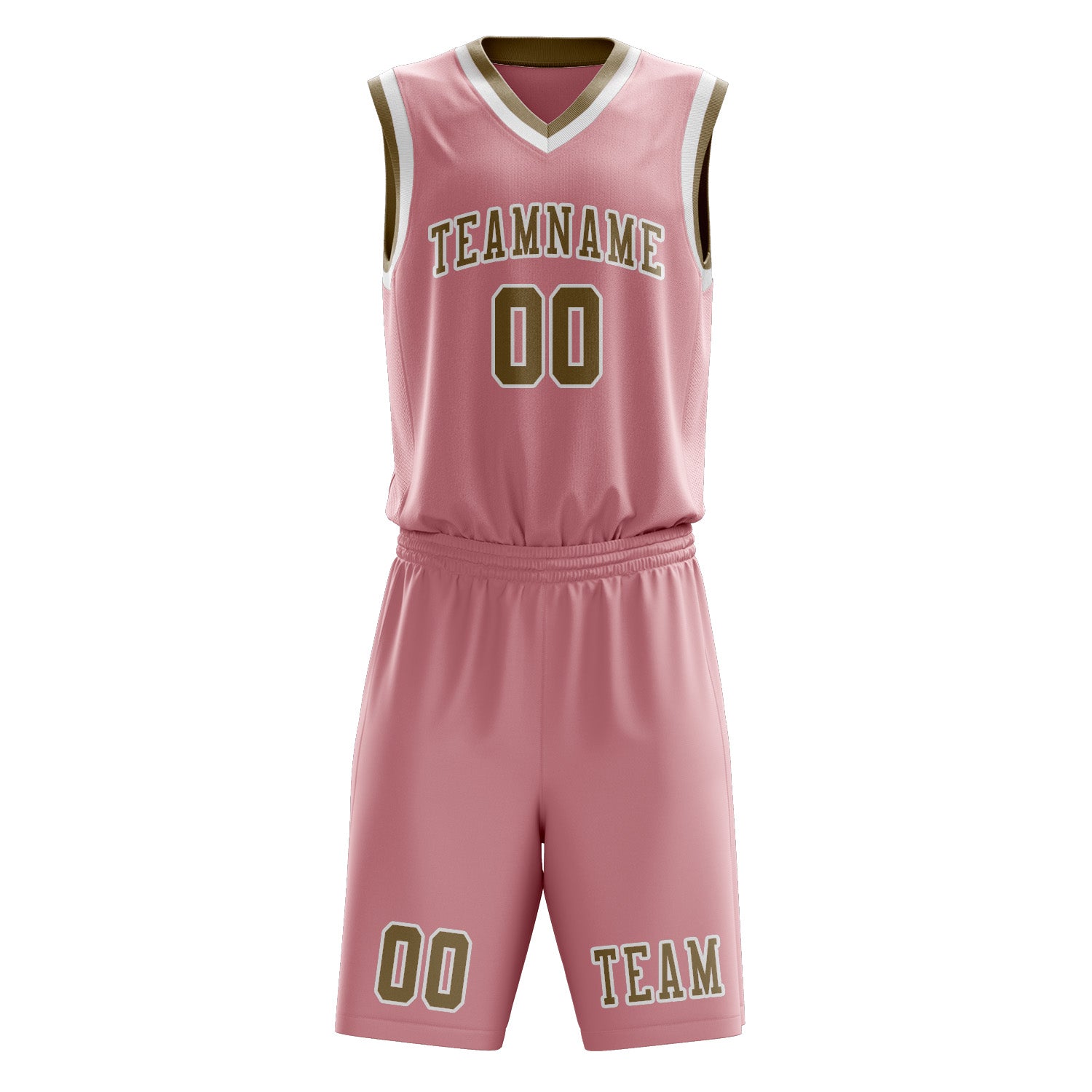 Custom Light Pink Light Khaki Basketball Set