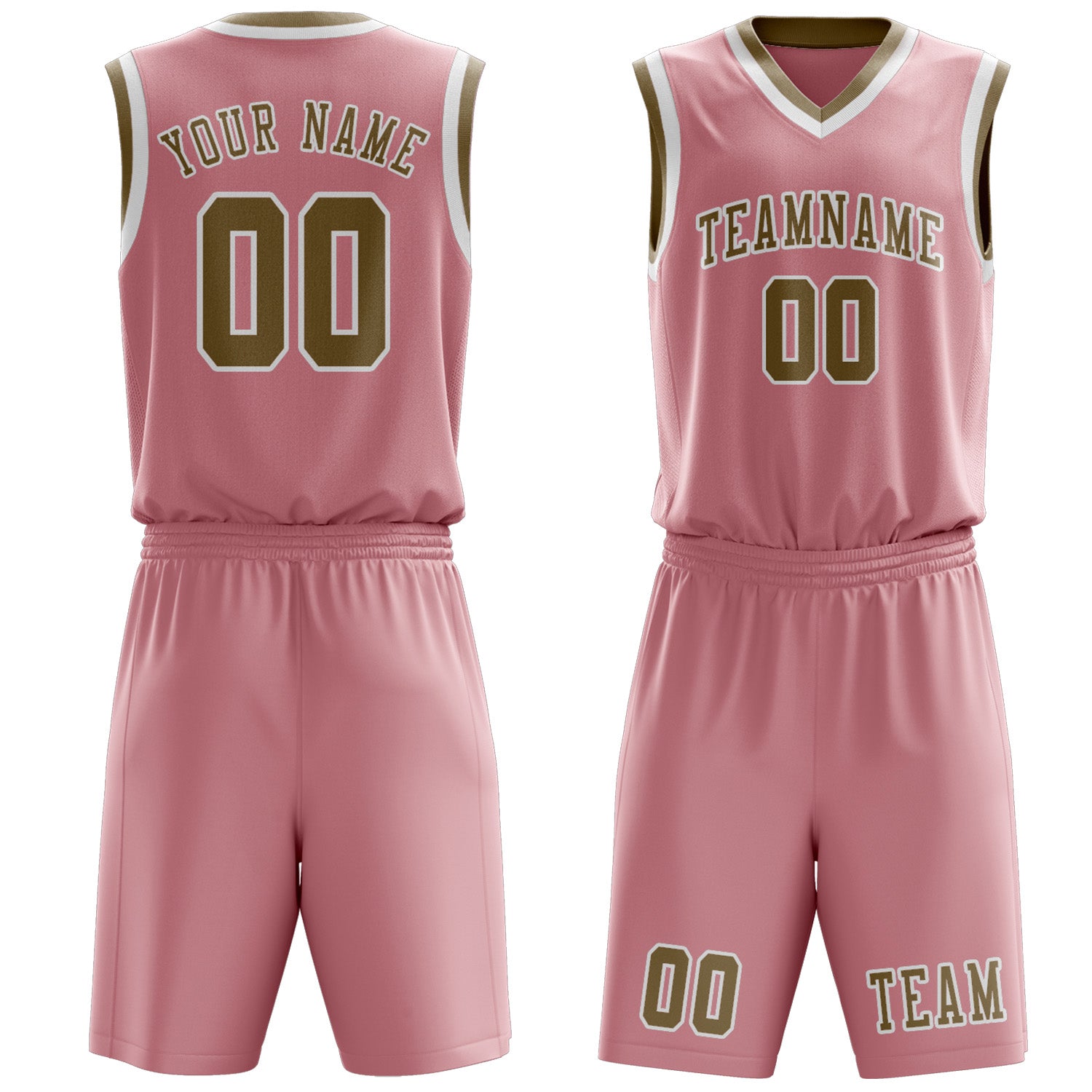 Custom Light Pink Light Khaki Basketball Set