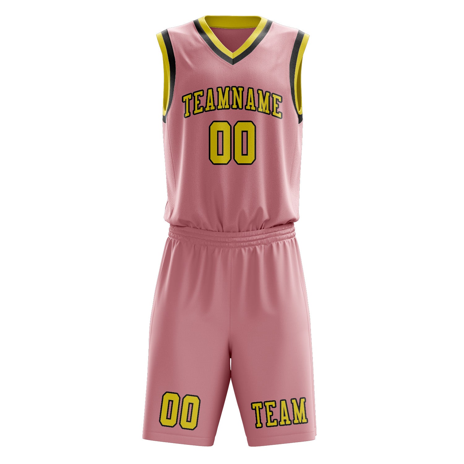 Custom Light Pink Light Yellow Basketball Set