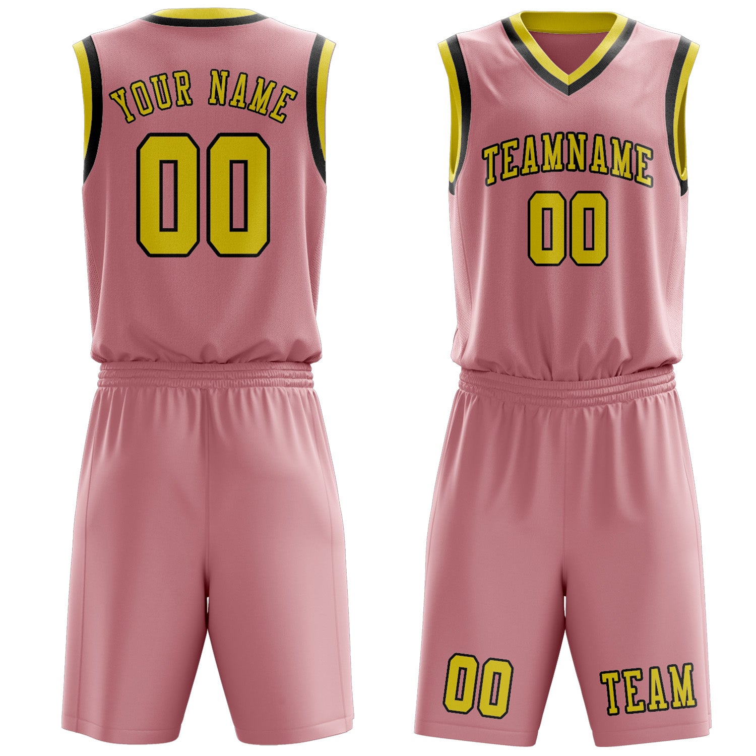 Custom Light Pink Light Yellow Basketball Set