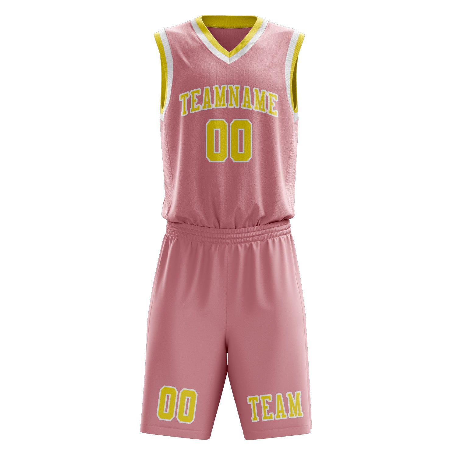 Custom Light Pink Light Yellow Basketball Set