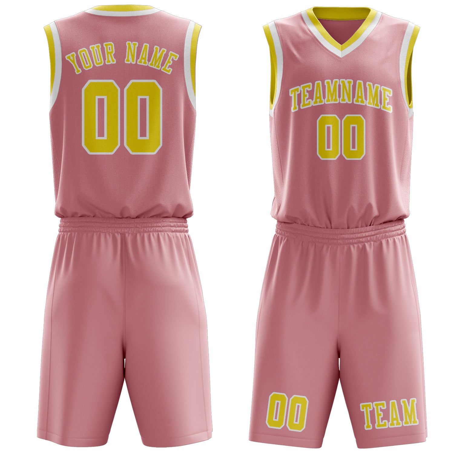 Custom Light Pink Light Yellow Basketball Set