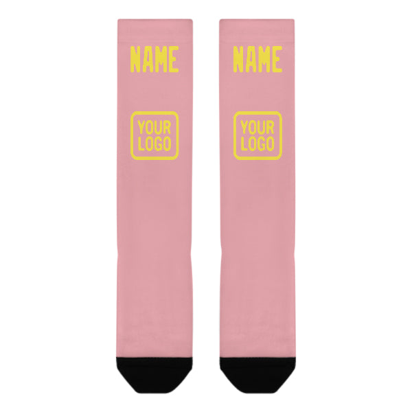 Custom Light Pink Light Yellow Knee-High Sock