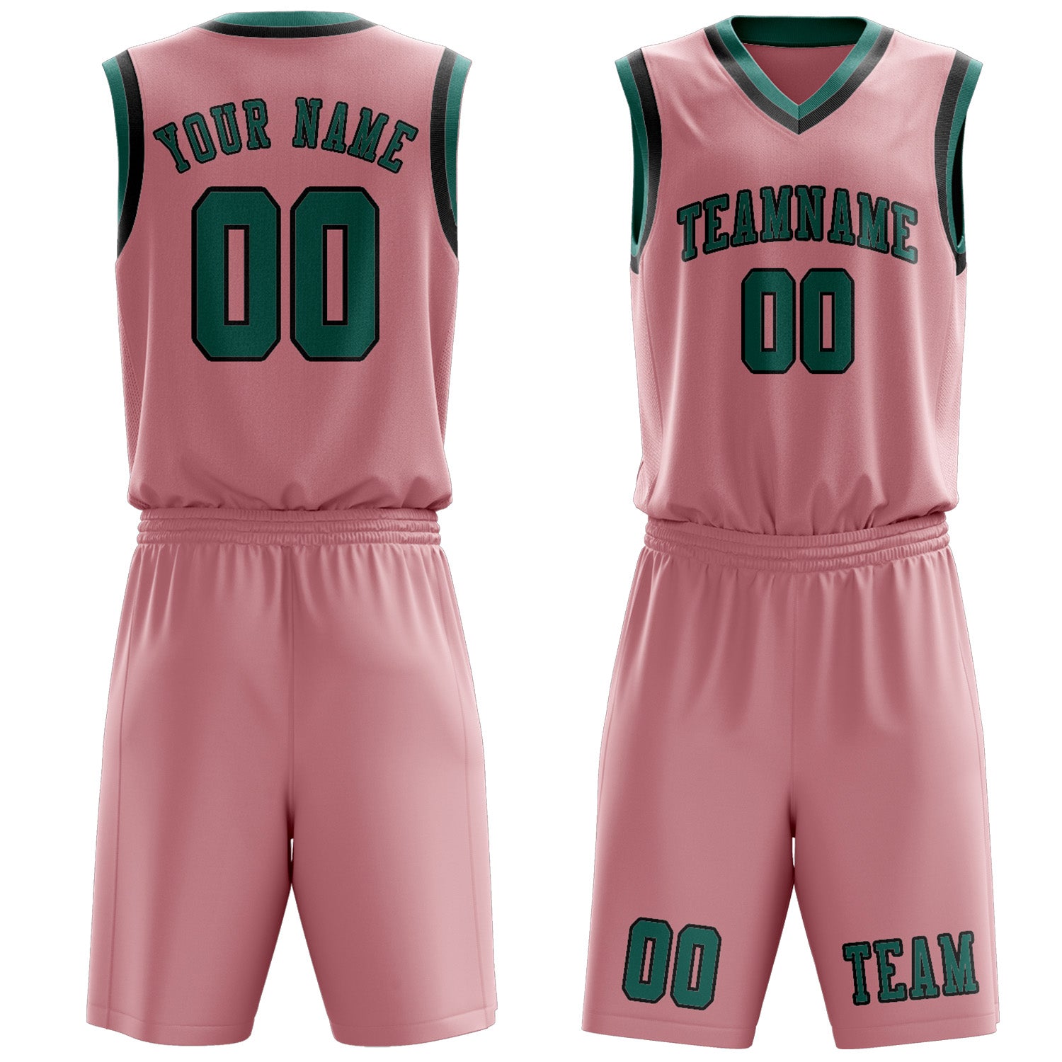 Custom Light Pink Blue Green Basketball Set