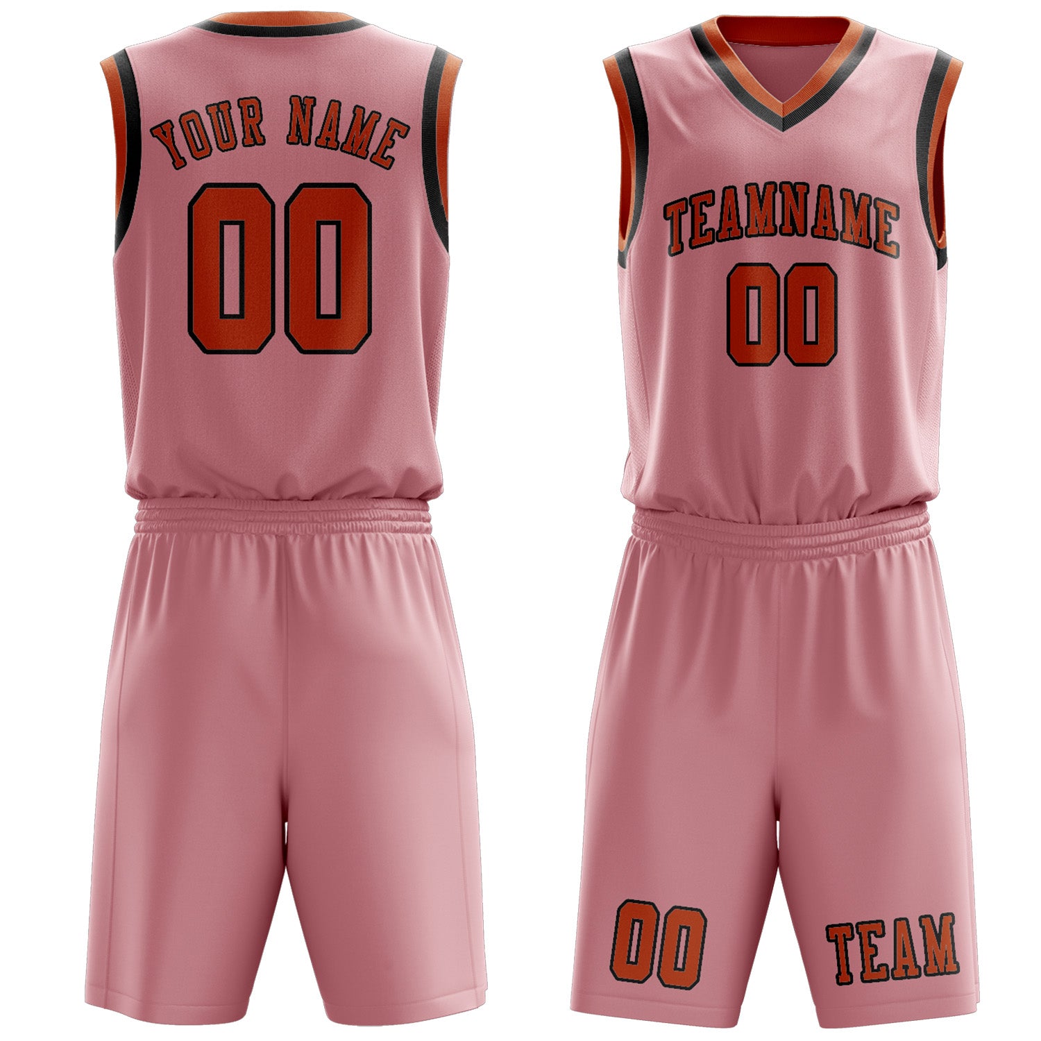 Custom Light Pink Orange Basketball Set