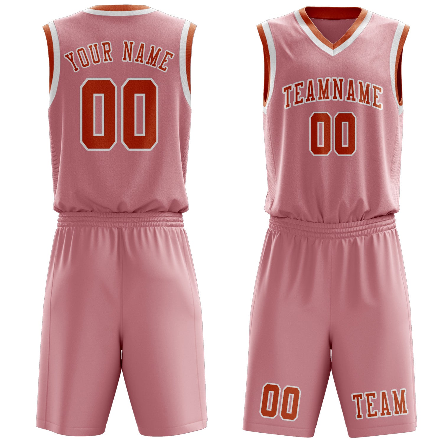 Custom Light Pink Orange Basketball Set