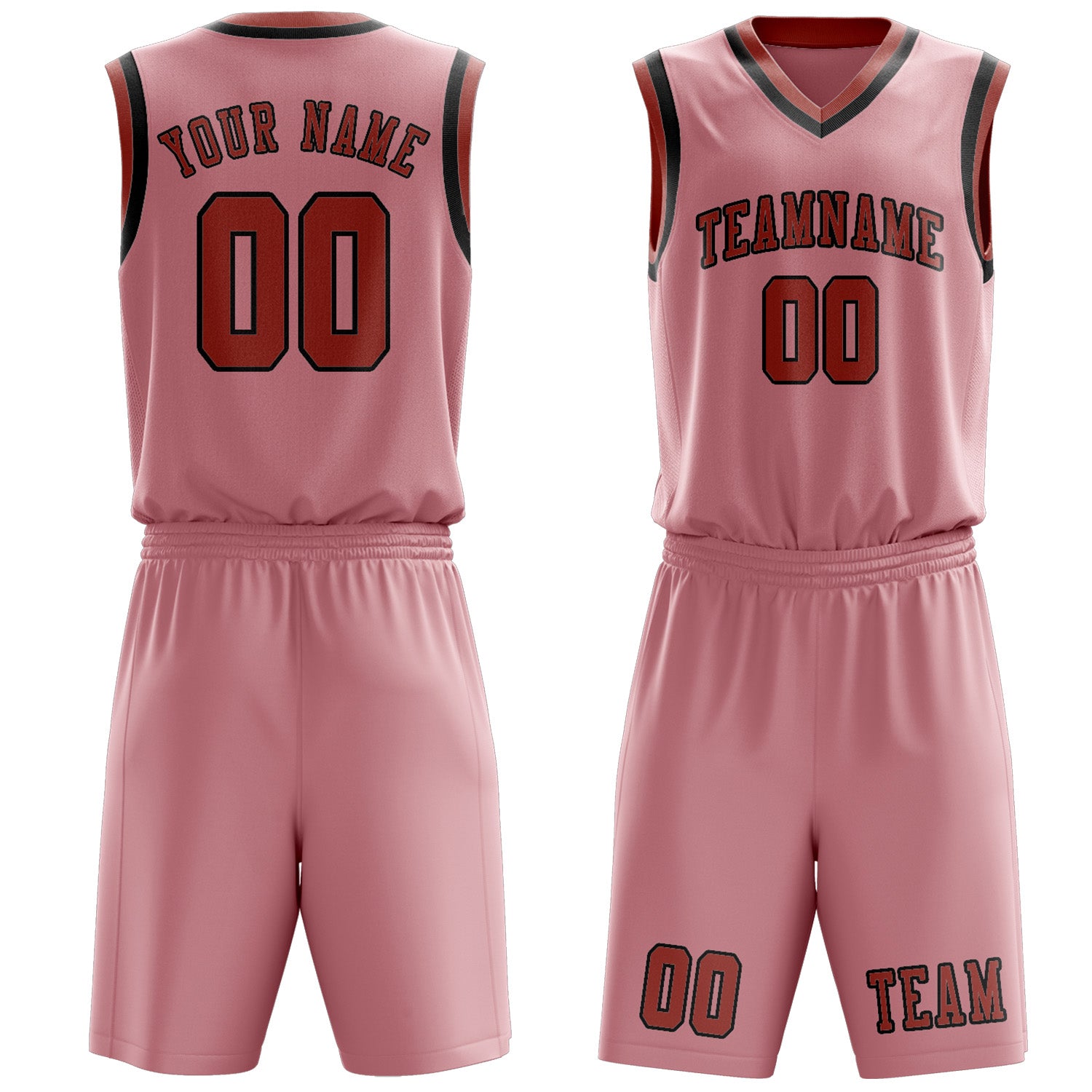 Custom Light Pink Copper Rose Basketball Set