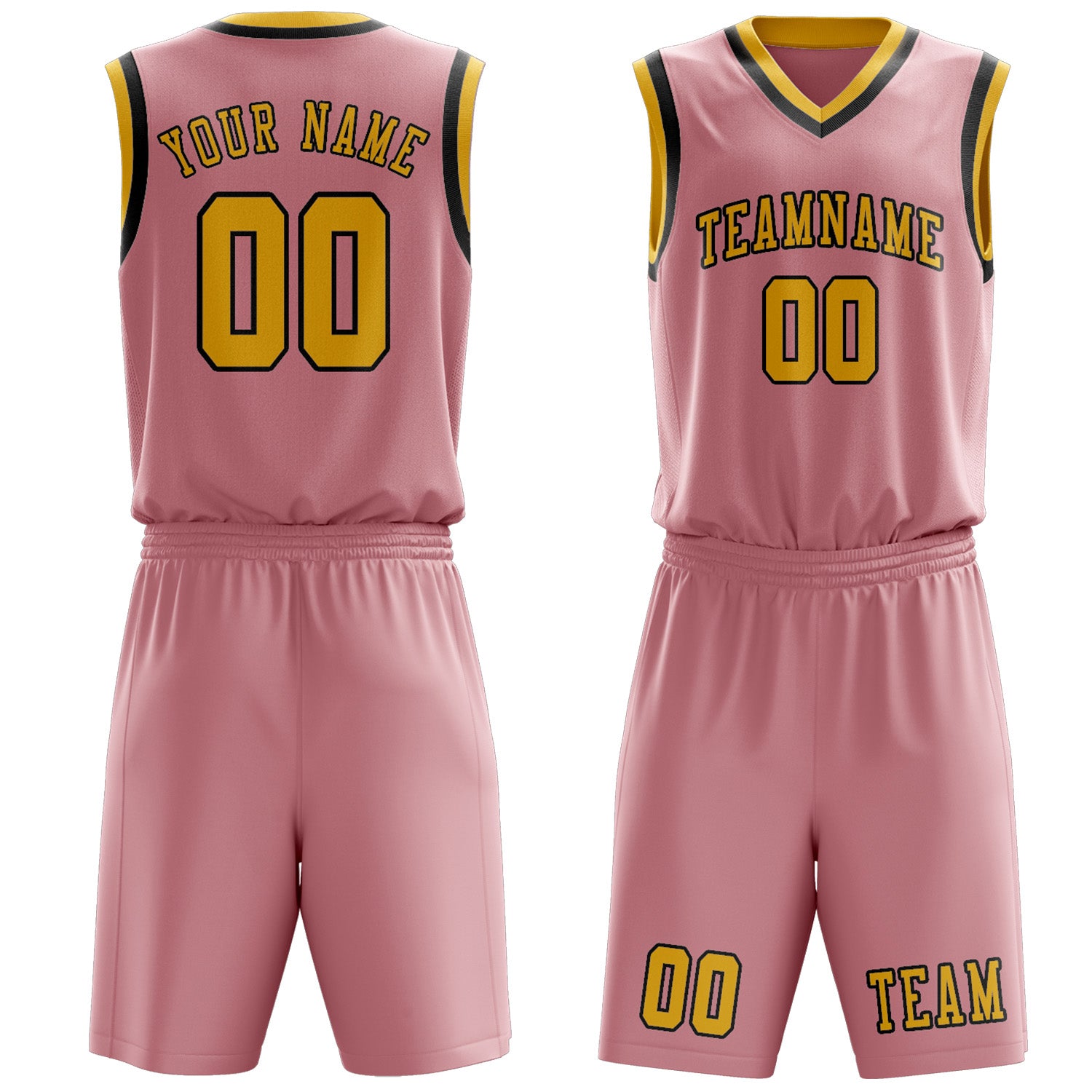Custom Light Pink Gold Basketball Set