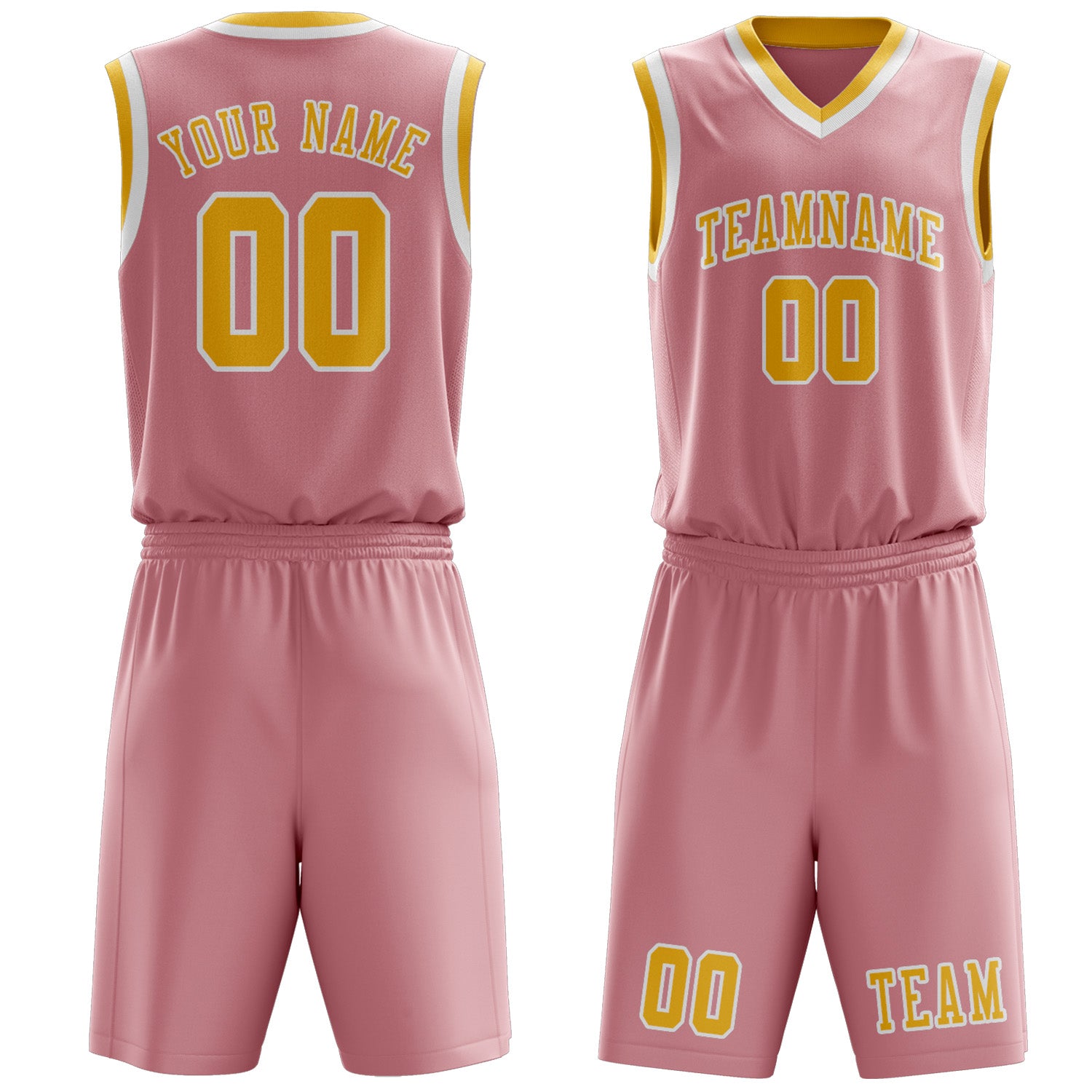 Custom Light Pink Gold Basketball Set