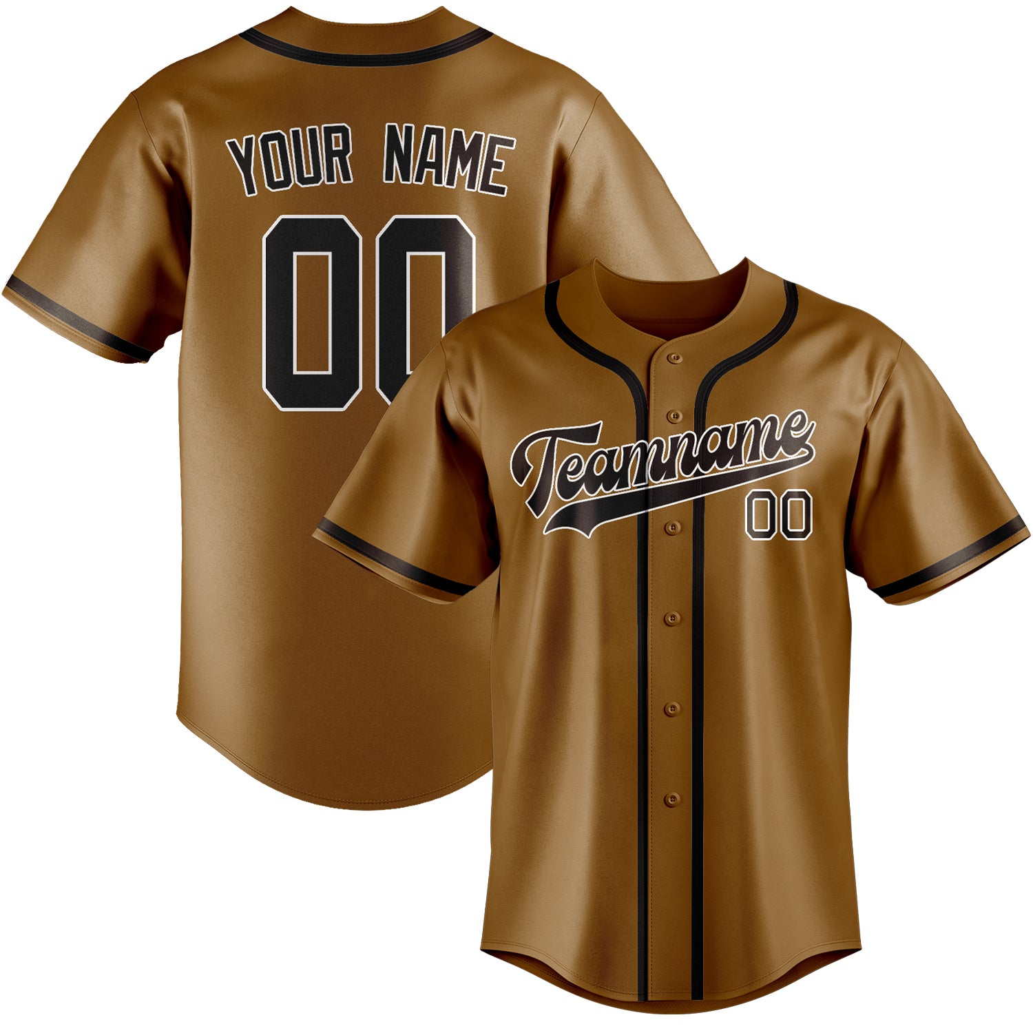 Custom Khaki Brown Baseball Jersey