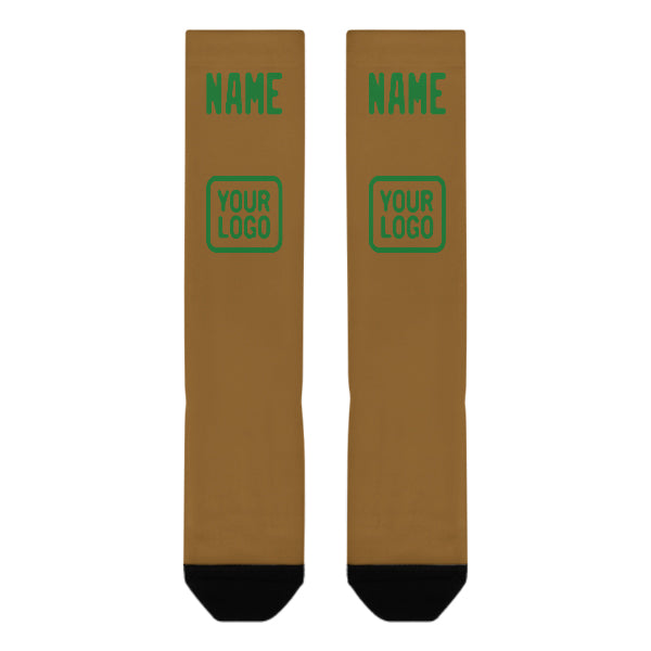 Custom Khaki Emerald Green Knee-High Sock