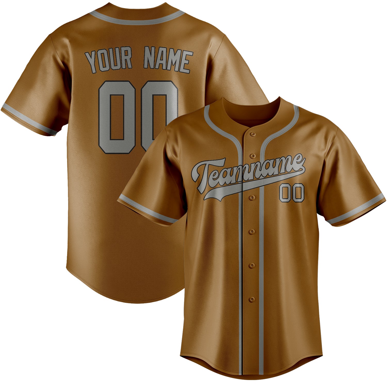 Custom Khaki Gray Baseball Jersey