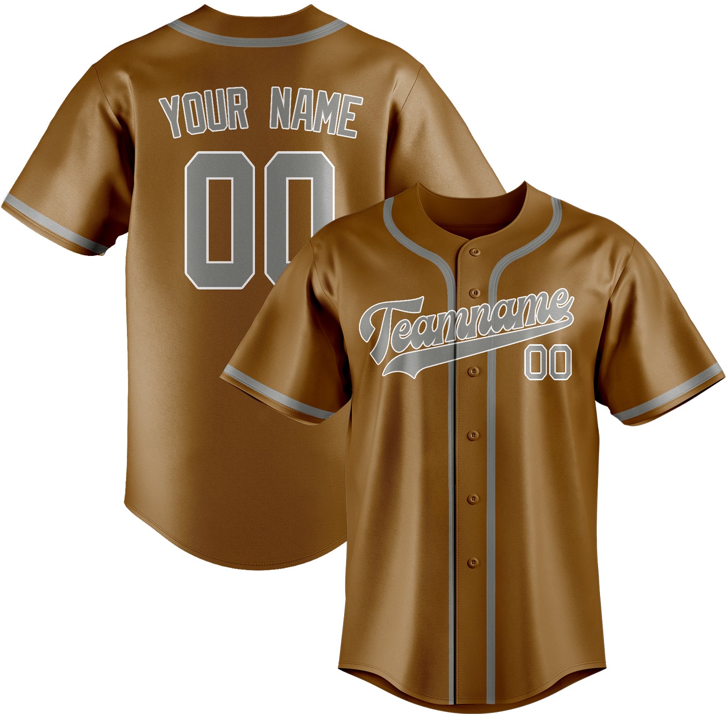 Custom Khaki Gray Baseball Jersey